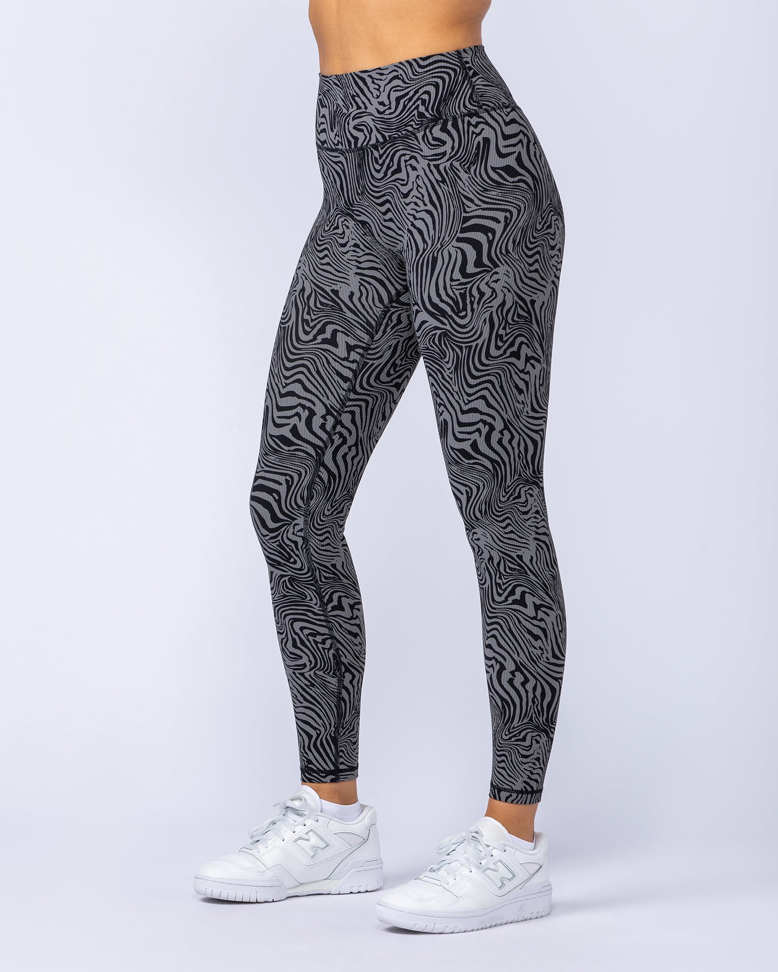 Zero Rise Rib Ankle Length Leggings - Black Zebra-Leggings-XXS-112421BLKZEB-XXS-MNAPPRL33262-5-Muscle Nation