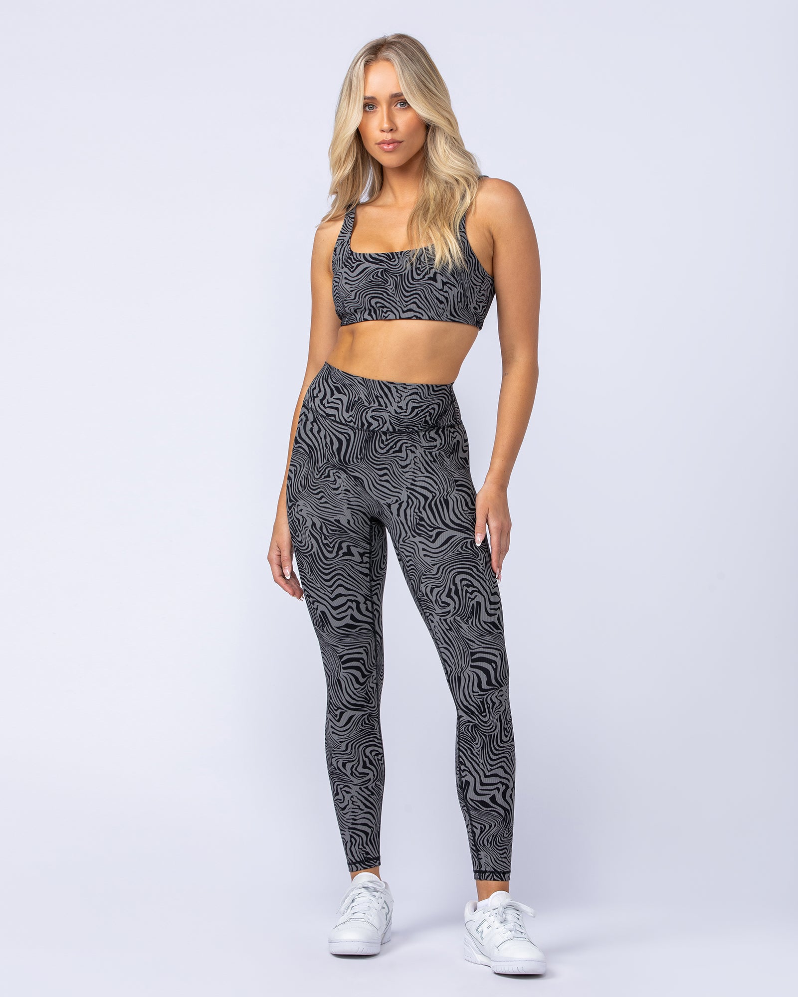 Zero Rise Rib Ankle Length Leggings - Black Zebra-Leggings-XXS-112421BLKZEB-XXS-MNAPPRL33262-7-Muscle Nation