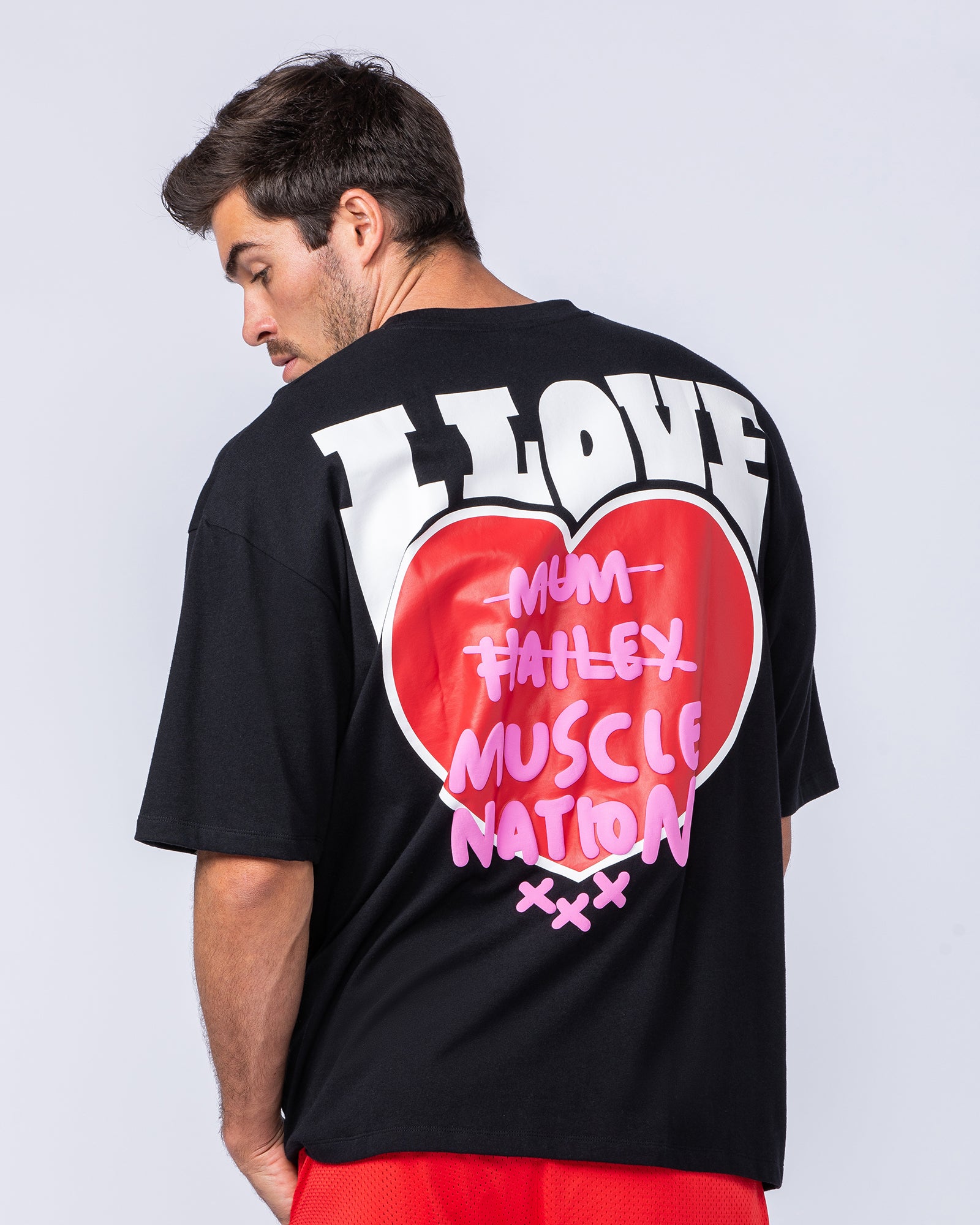 Mens Biggest Fan Oversized Tee - Black-T-Shirts-XS-112474BLK-XS-MNAPPRL35331-4-Muscle Nation