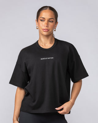 Boxy Fit Tee - Black-T-Shirts-XXS-1124115BLK-XXS-MNAPPRL34423-1-Muscle Nation