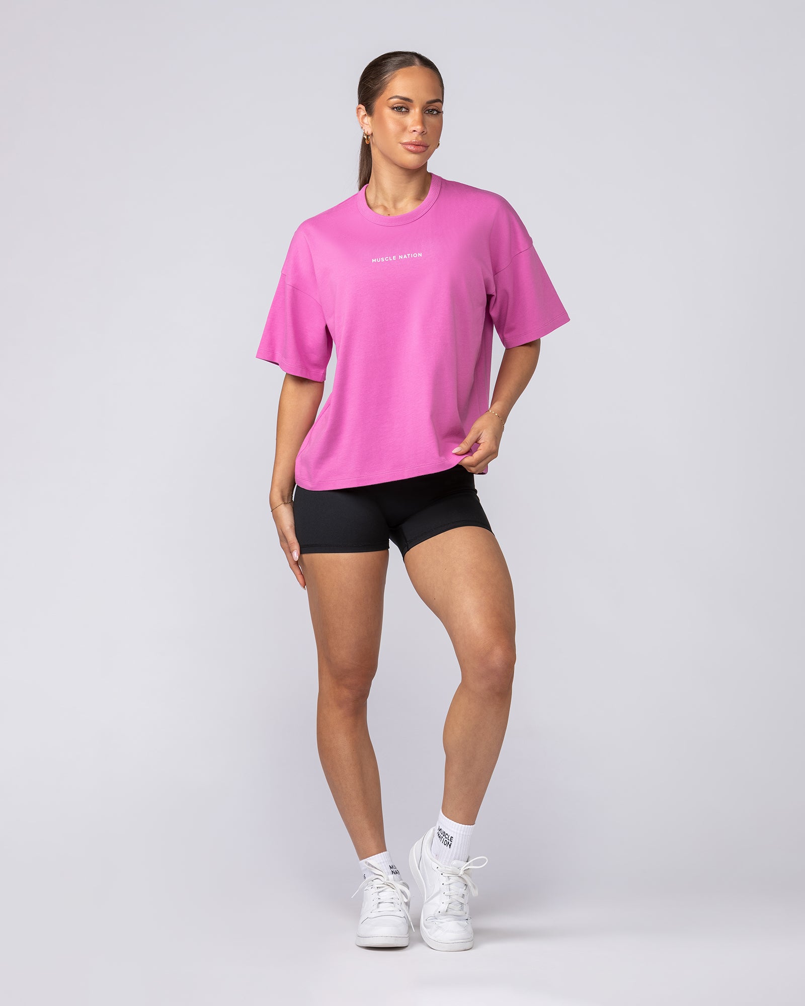 Boxy Fit Tee - Hibiscus-T-Shirts-XXS-062512HIB-XXS-MNAPPRL43118-5-Muscle Nation