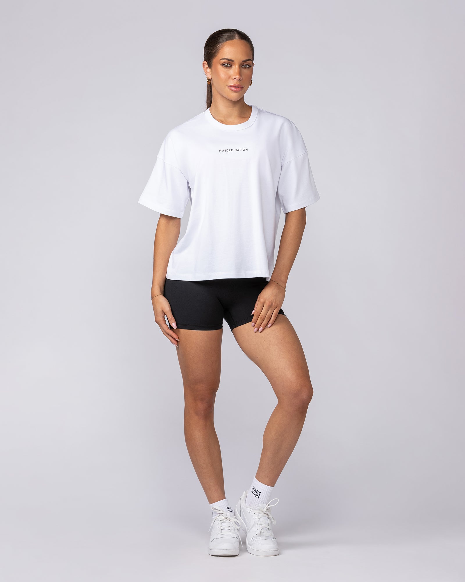Boxy Fit Tee - White-T-Shirts-XXS-1124115WHT-XXS-MNAPPRL34432-5-Muscle Nation
