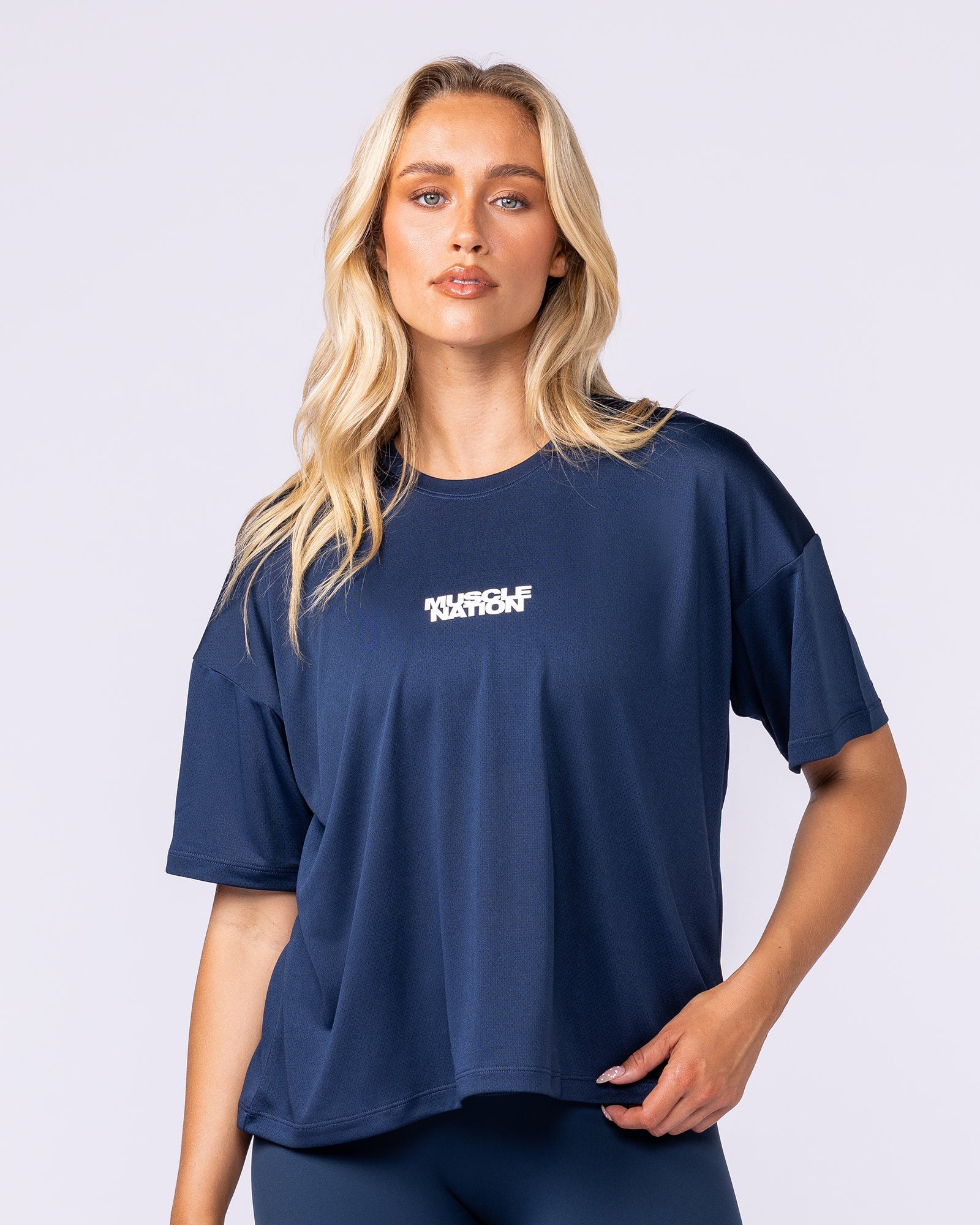 Boxy Training Tee - Navy-T-Shirts-XXS-1125133NAVY-XXS-MNAPPRL45129-1-Muscle Nation