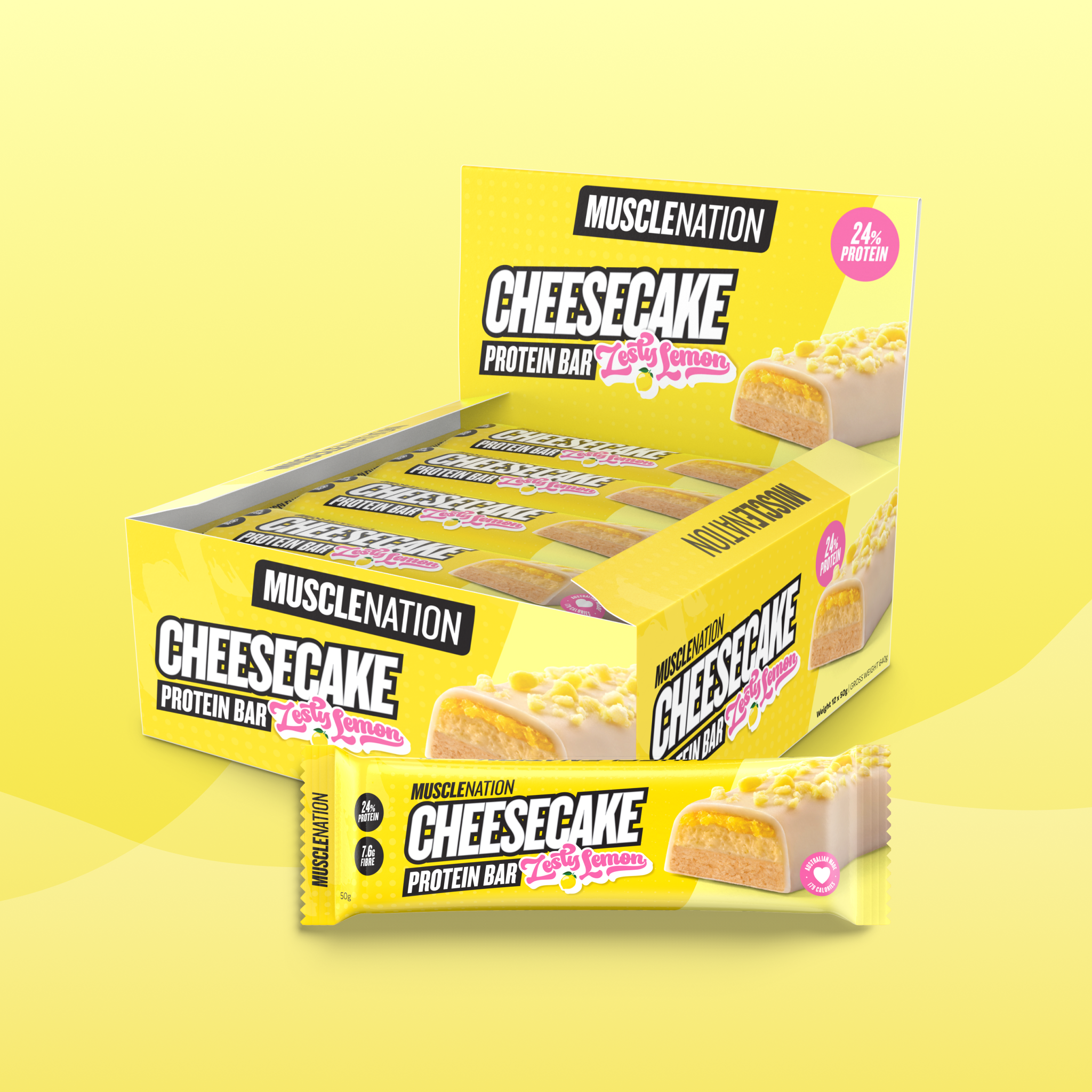 CHEESECAKE Protein Bar - Zesty Lemon - Box of 12-Protein Bars-MNSUPPS0310-19359054001043-1-Muscle Nation