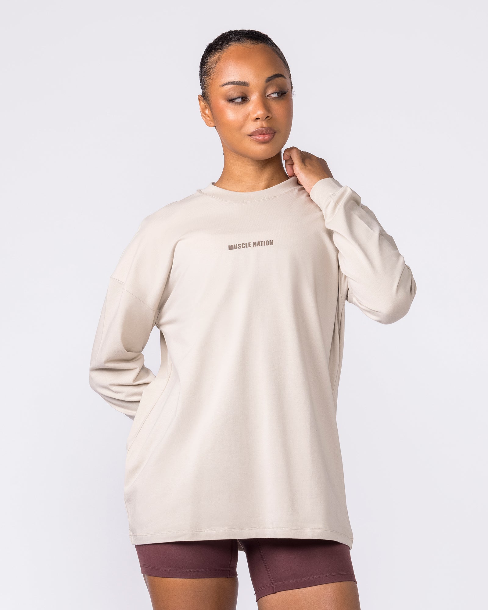 Classic Long Sleeve Top - Cream-Long Sleeve T-Shirts-XXS-042617CREAM-XXS-MNAPPRL50207-1-Muscle Nation