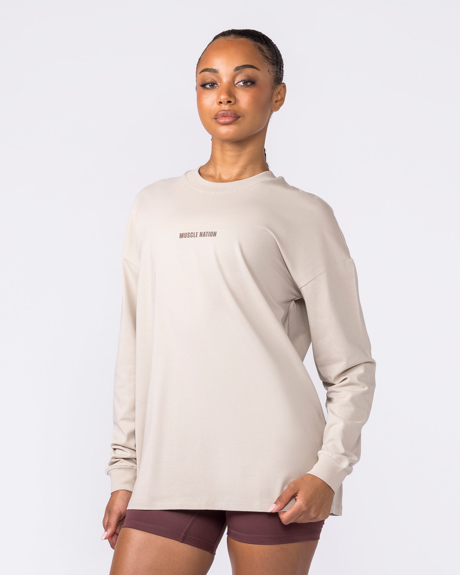 Classic Long Sleeve Top - Cream-Long Sleeve T-Shirts-XXS-042617CREAM-XXS-MNAPPRL50207-3-Muscle Nation