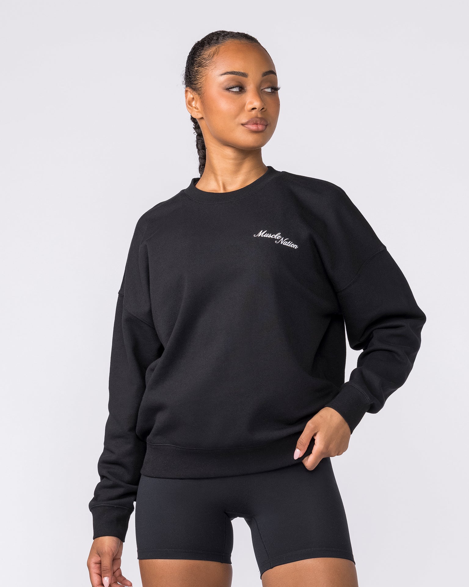 Collective Boxy Pullover - Black-Jumpers & Hoodies-XXS-042603BLK-XXS-MNAPPRL49919-1-Muscle Nation