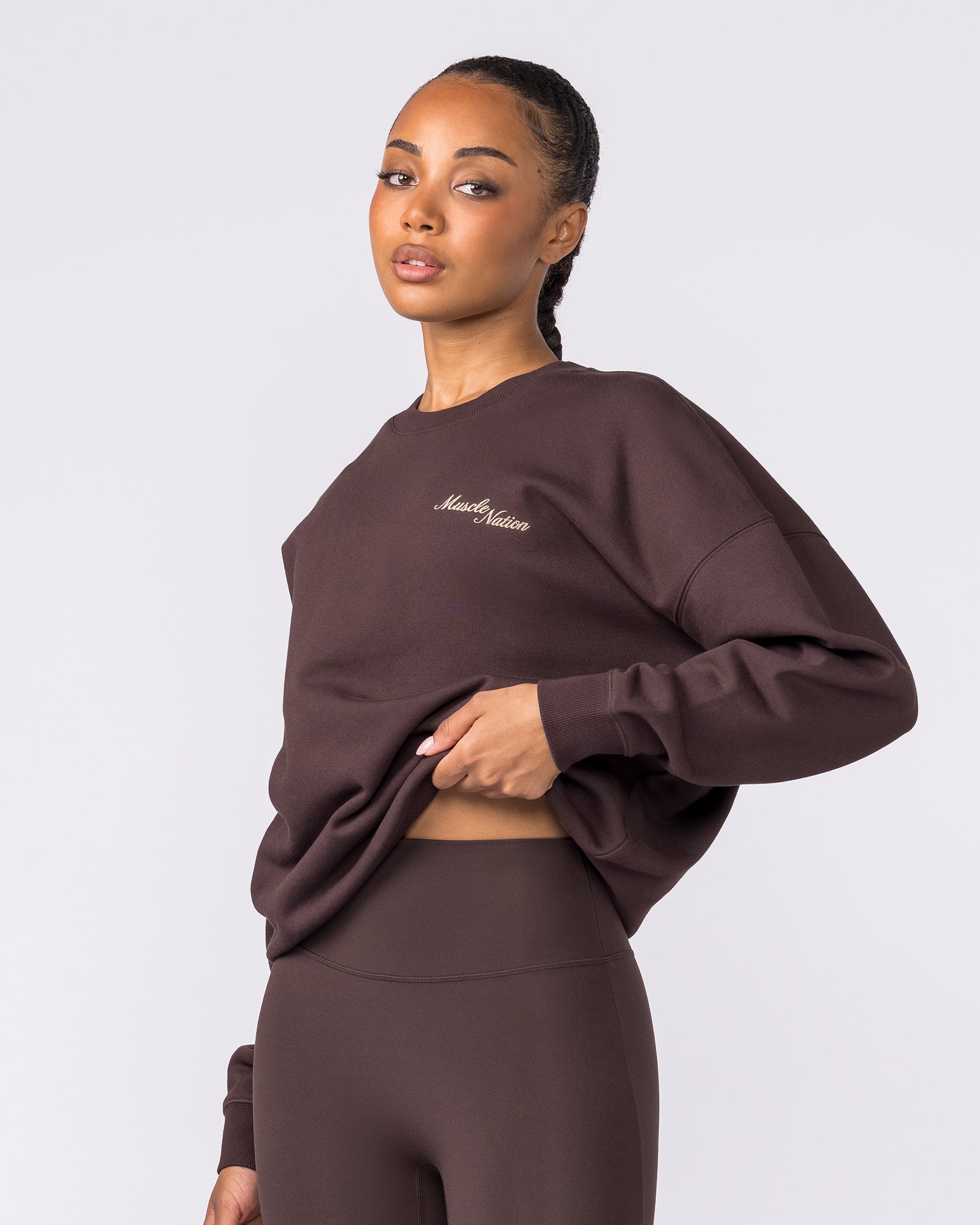 Collective Boxy Pullover - Cocoa-Jumpers & Hoodies-XXS-042603COCOA-XXS-MNAPPRL49892-3-Muscle Nation