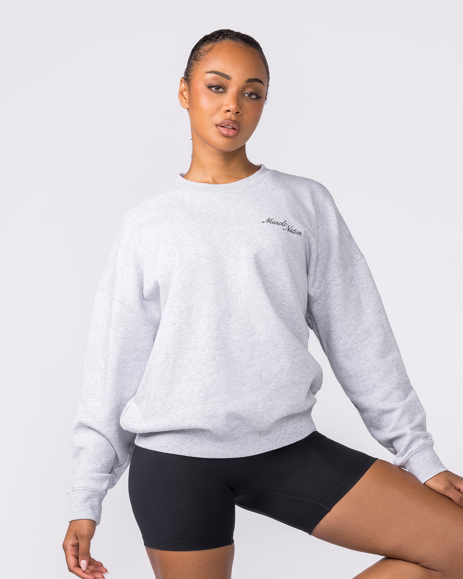 Collective Boxy Pullover - Light Grey Marl-Jumpers & Hoodies-XXS-042603LTGRYMRL-XXS-MNAPPRL49910-3-Muscle Nation