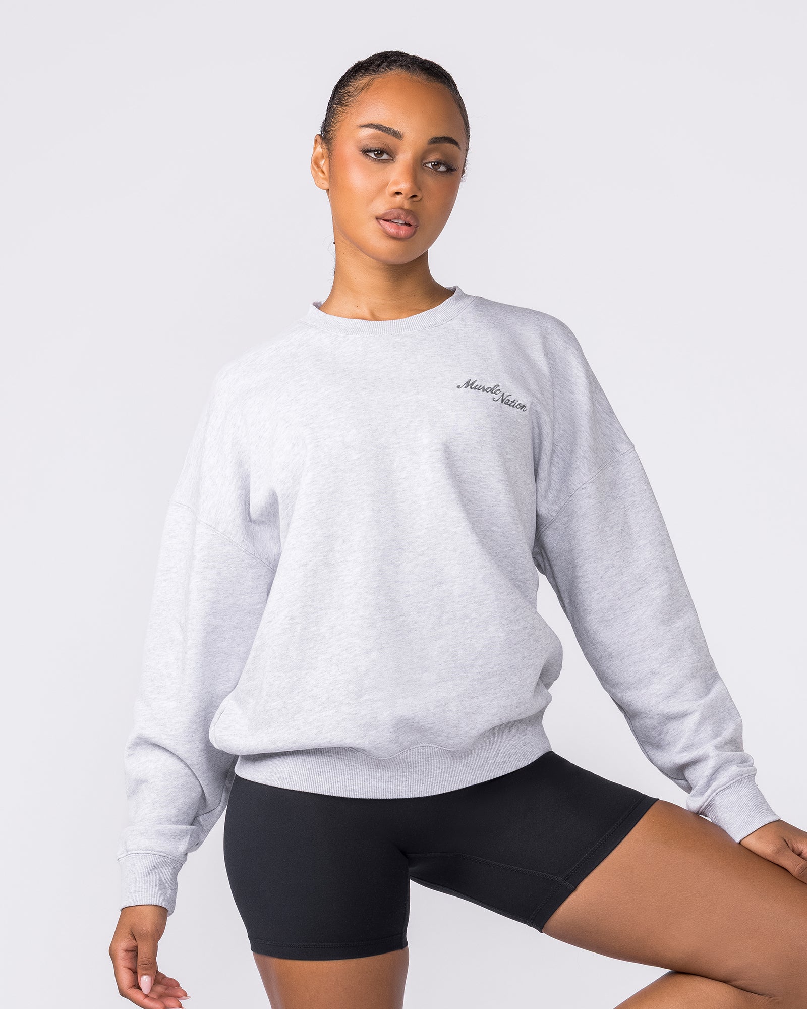 Collective Boxy Pullover - Light Grey Marl-Jumpers & Hoodies-XXS-042603LTGRYMRL-XXS-MNAPPRL49910-3-Muscle Nation
