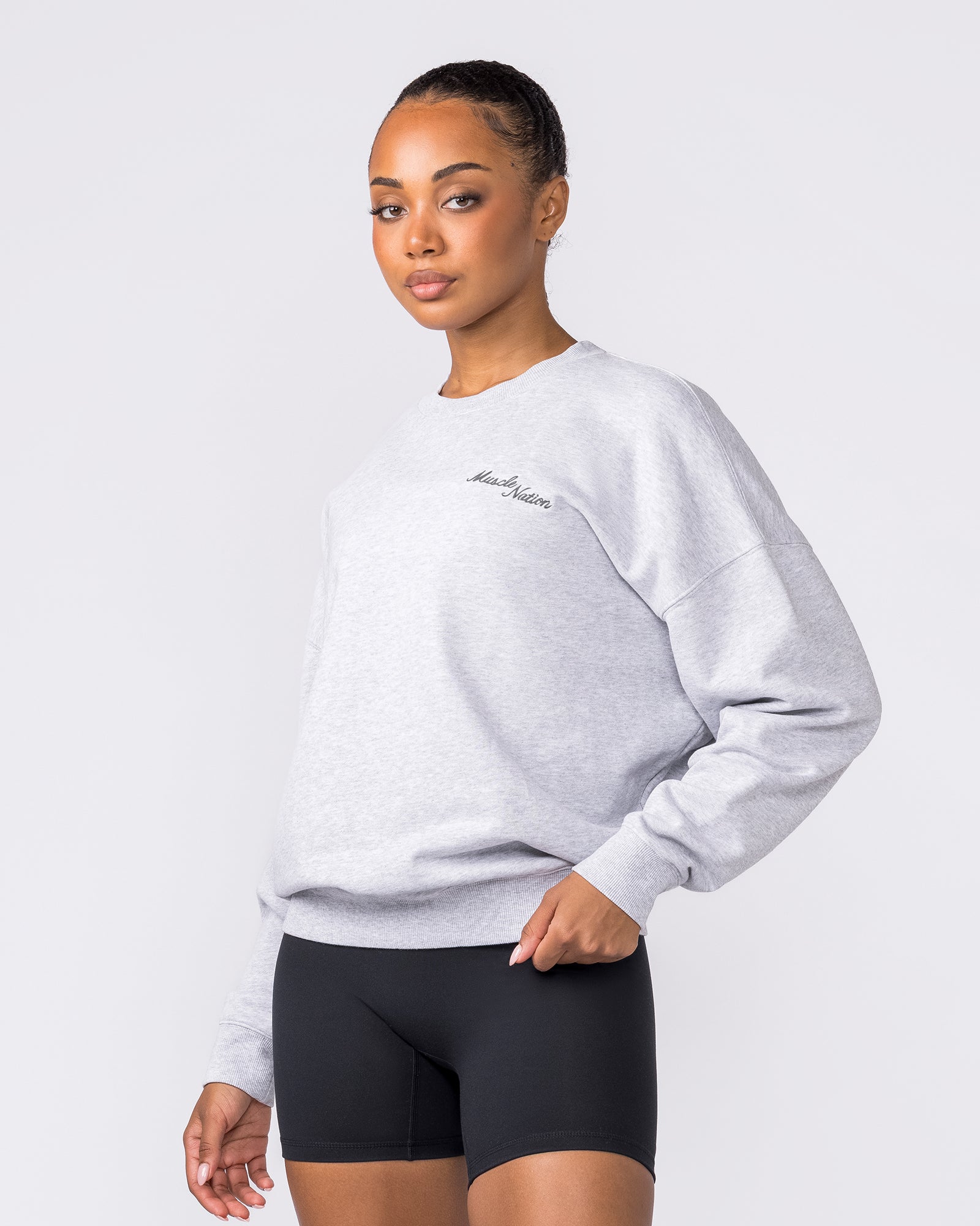 Collective Boxy Pullover - Light Grey Marl-Jumpers & Hoodies-XXS-042603LTGRYMRL-XXS-MNAPPRL49910-4-Muscle Nation