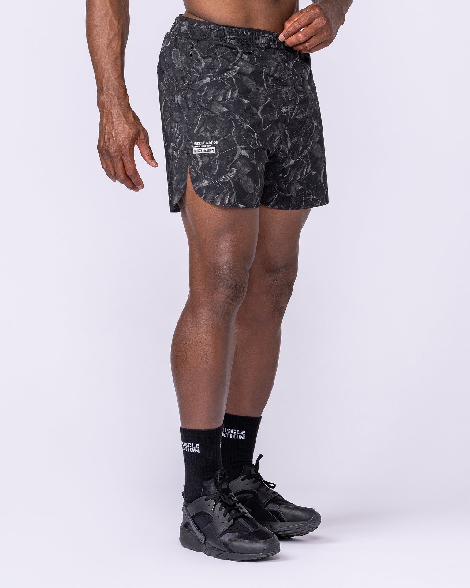 Compete 3" Run Shorts - Tree Camo Monochrome-Shorts-S-1125158TCMOM-S-MNAPPRL47325-1-Muscle Nation