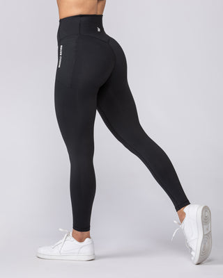 Core Pocket Ankle Length Leggings - Black-Leggings-XXS-112442BLK-XXS-MNAPPRL33424-1-Muscle Nation