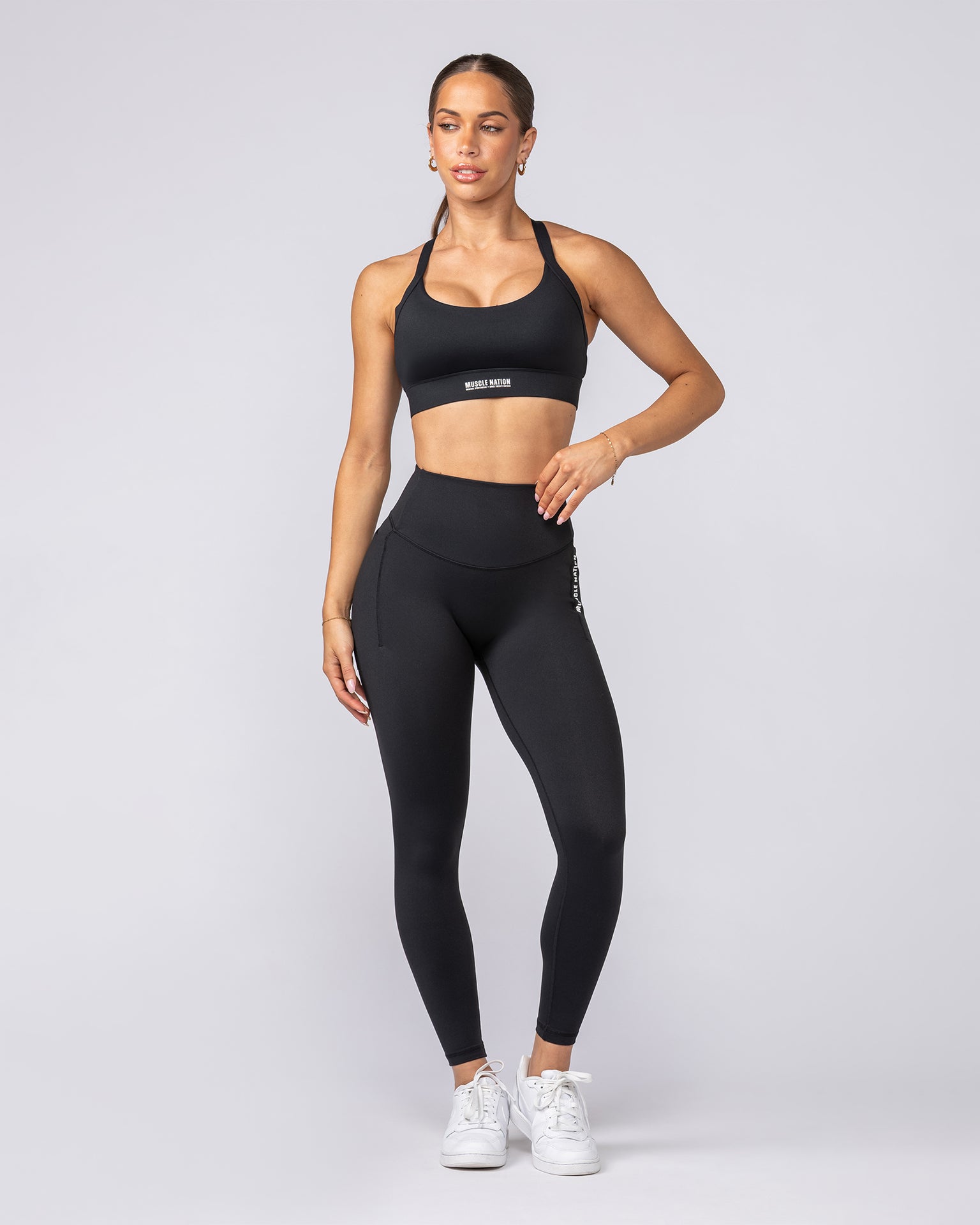 Core Pocket Ankle Length Leggings - Black-Leggings-XXS-112442BLK-XXS-MNAPPRL33424-6-Muscle Nation