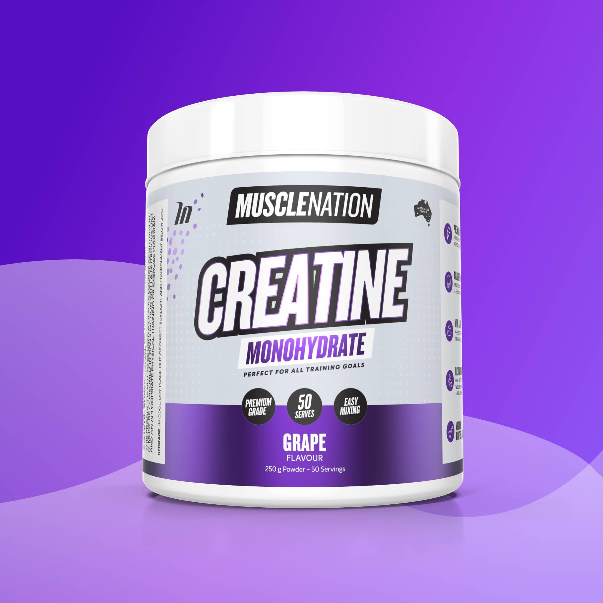 CREATINE MONOHYDRATE - Grape - 50 serves-Creatine-MNSUPPS0371-9359054002432-1-Muscle Nation