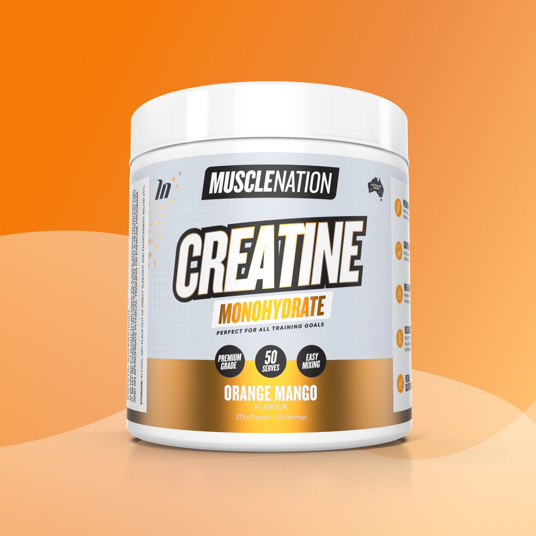 CREATINE MONOHYDRATE - Orange Mango - 50 serves-Creatine-MNSUPPS0423-9359054003057-1-Muscle Nation