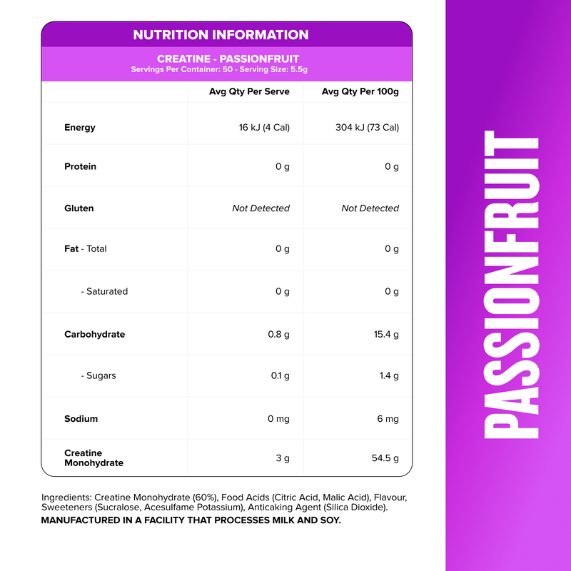 CREATINE MONOHYDRATE - Passionfruit - 50 serves-Creatine-MNSUPPS0422-9359054003040-2-Muscle Nation