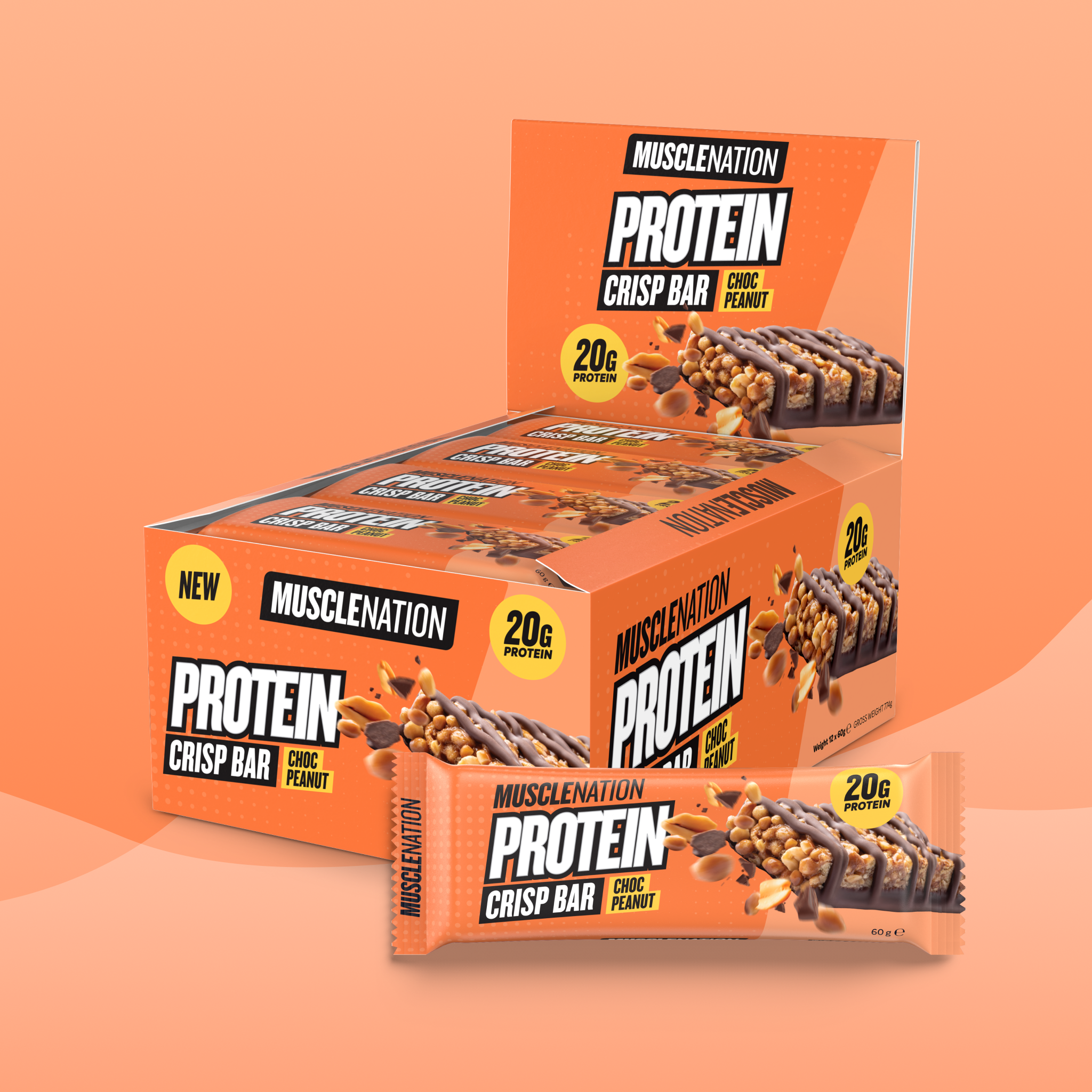 CRISP Protein Bar - Choc Peanut Bar - Box of 12-Protein Bars-MNSUPPS0425-19359054002521-1-Muscle Nation