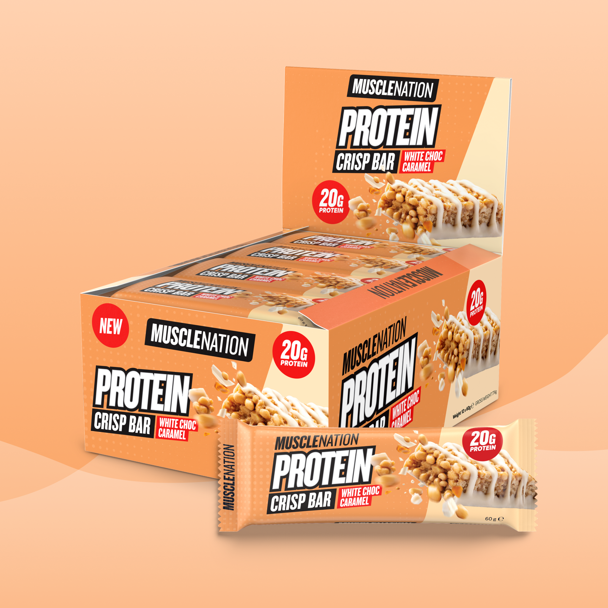 CRISP Protein Bar - White Choc Caramel - Box of 12-Protein Bars-MNSUPPS0427-19359054002514-1-Muscle Nation