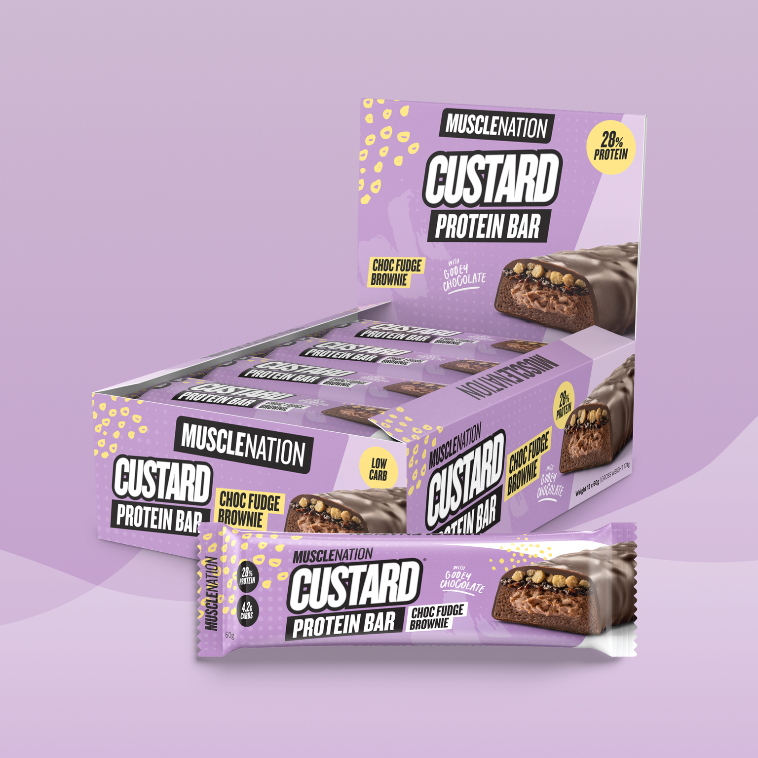CUSTARD Protein Bar - Choc Fudge Brownie - Box of 12-Protein Bars-MNSUPPS0191-19359054000367-1-Muscle Nation