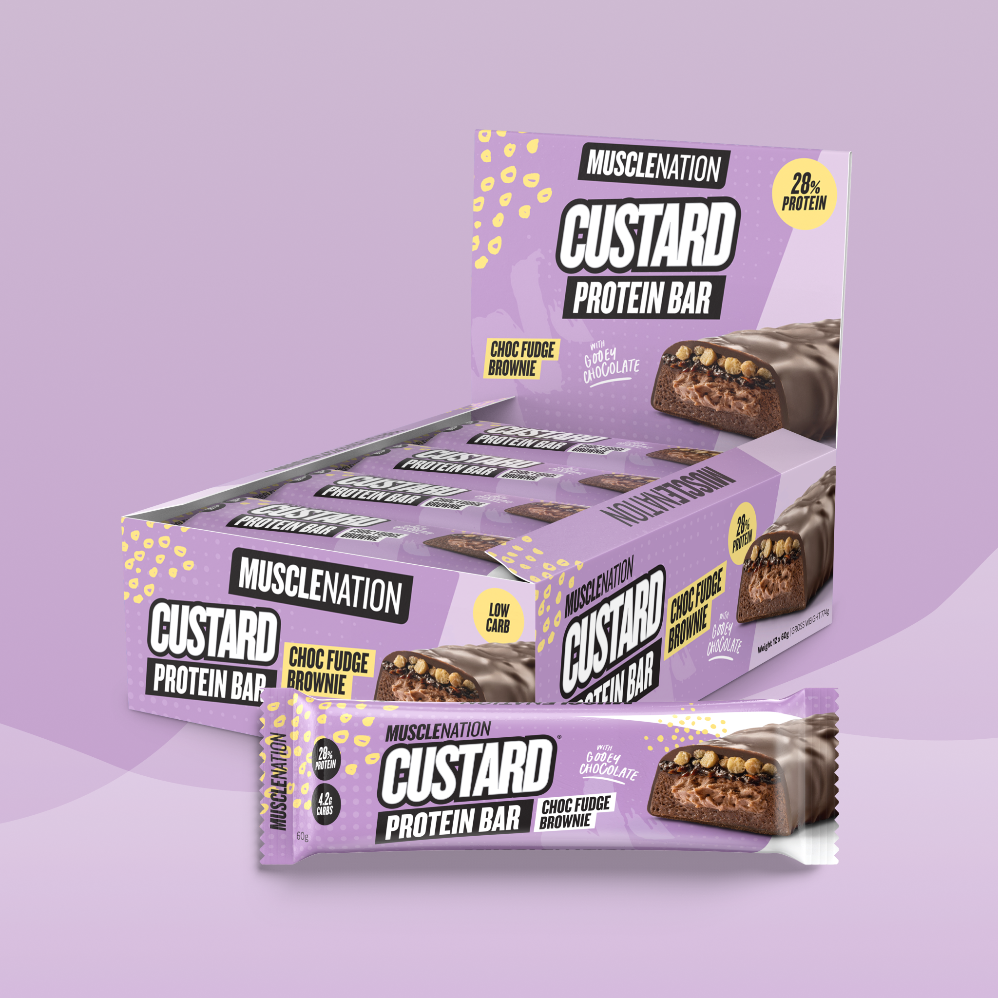CUSTARD Protein Bar - Choc Fudge Brownie - Box of 12-Protein Bars-MNSUPPS0191-19359054000367-1-Muscle Nation