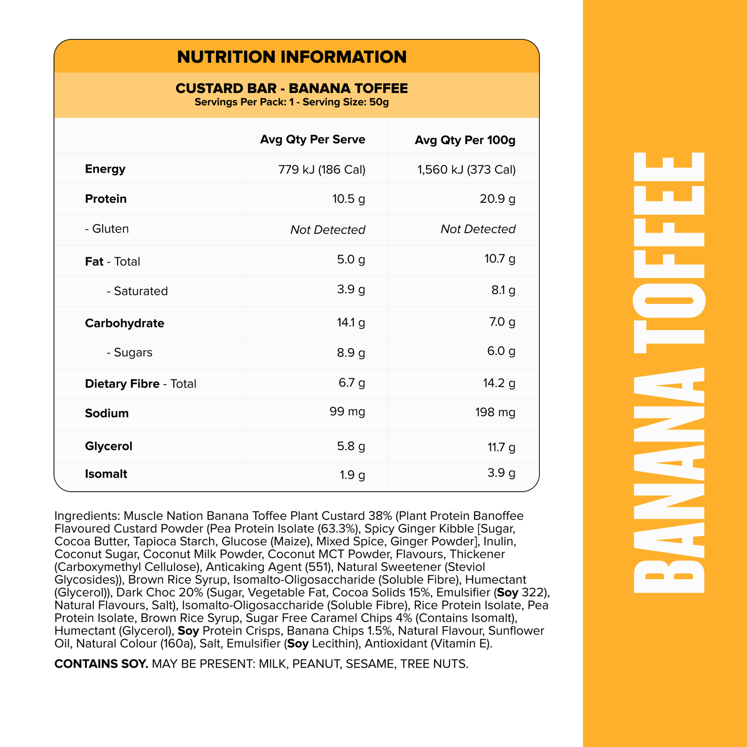 CUSTARD Plant Protein Bar (Vegan, GF) - Banana Toffee - Box of 12-Protein Bars-MNSUPPS0198-19359054000084-3-Muscle Nation