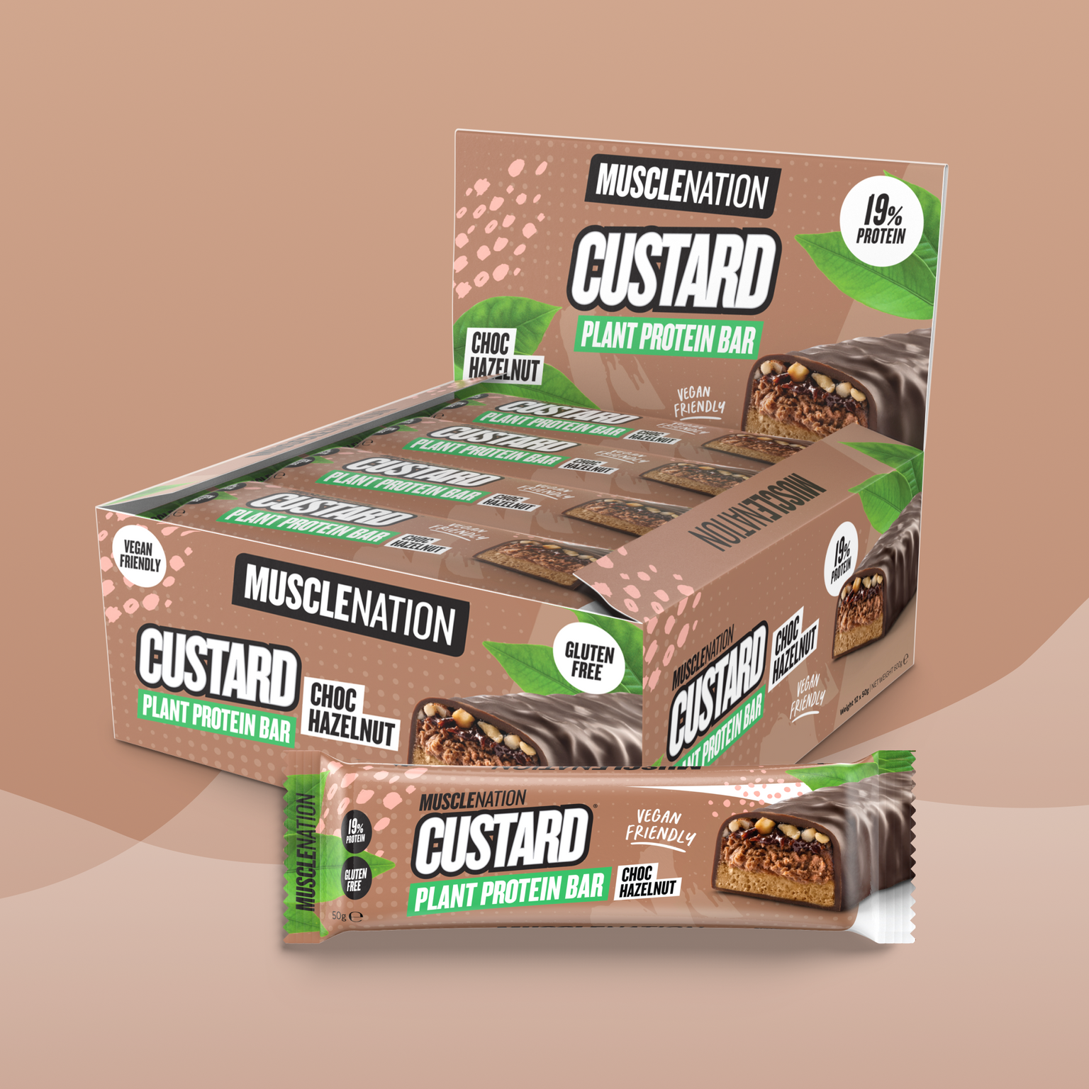 CUSTARD Plant Protein Bar (Vegan) - Choc Hazelnut - Box of 12-Protein Bars-MNSUPPS0199-19359054000077-1-Muscle Nation