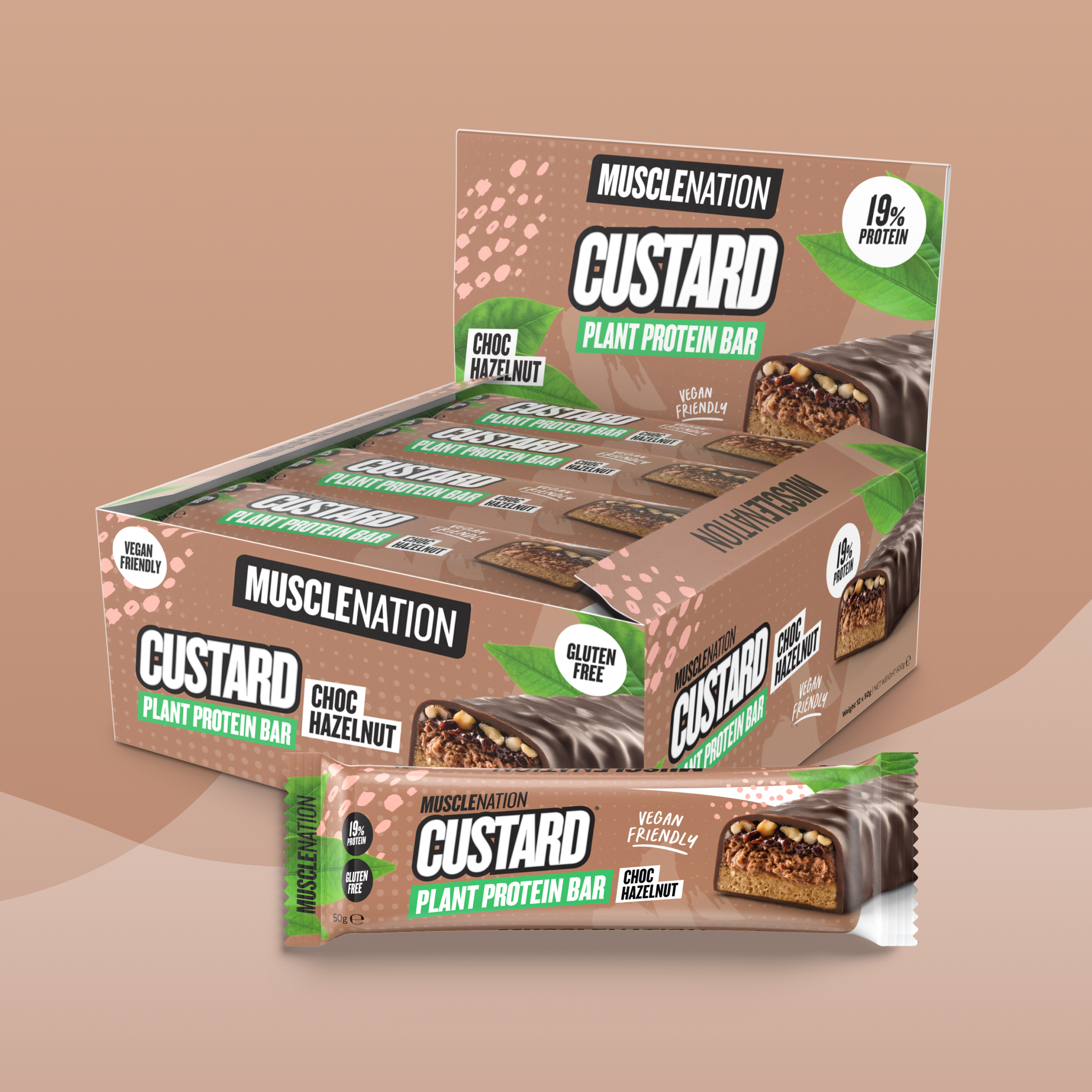 CUSTARD Plant Protein Bar (Vegan) - Choc Hazelnut - Box of 12-Protein Bars-MNSUPPS0199-19359054000077-1-Muscle Nation