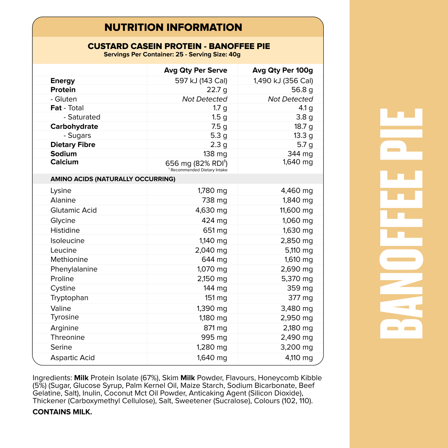 CUSTARD Casein Protein - Banoffee Pie - 25 serves-Custard Casein Powder-MNSUPPS0327-9359054001435-2-Muscle Nation