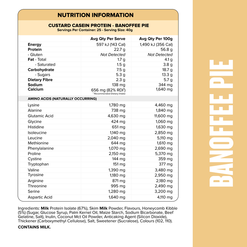 CUSTARD Casein Protein - Banoffee Pie - 25 serves-Custard Casein Powder-MNSUPPS0327-9359054001435-2-Muscle Nation