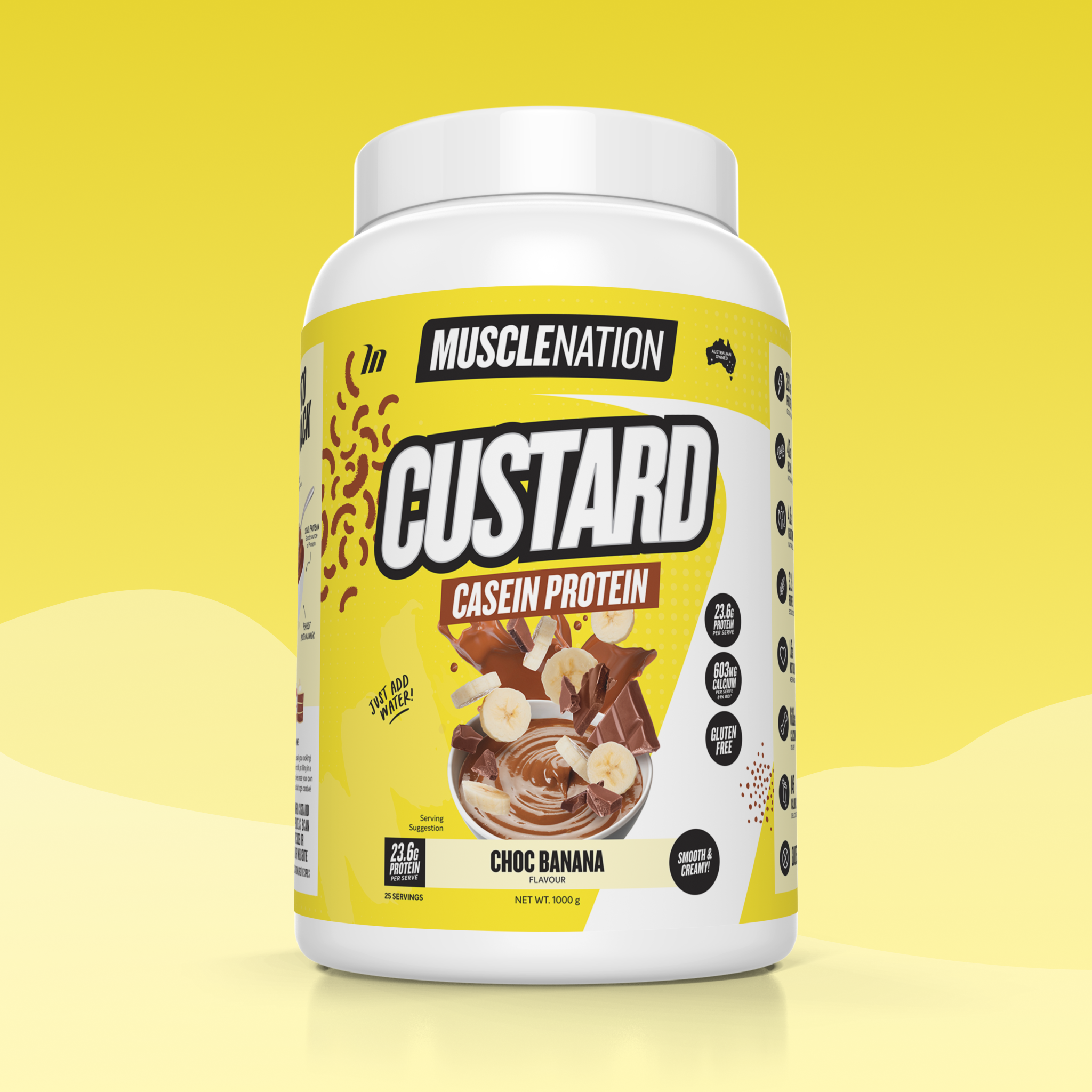 CUSTARD Casein Protein - Choc Banana - 25 serves-Custard Casein Powder-MNSUPPS0385-9359054002746-1-Muscle Nation