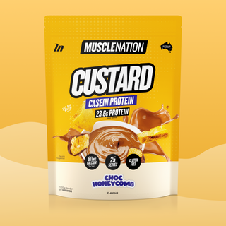CUSTARD Casein Protein - Choc Honeycomb - 25 serves-Custard Casein Powder-MNSUPPS0384-9359054002739-1-Muscle Nation
