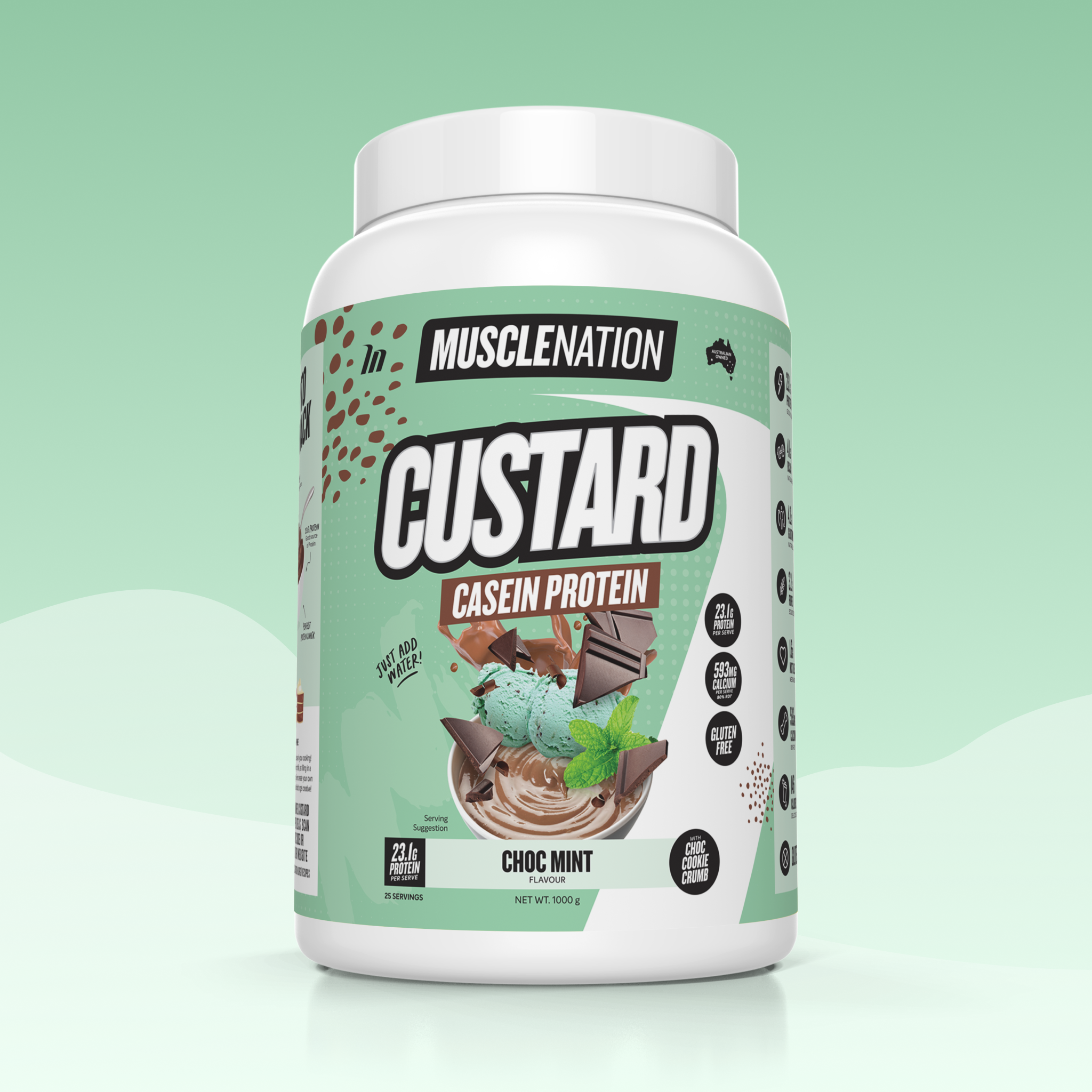 CUSTARD Casein Protein - Choc Mint - 25 serves-Custard Casein Powder-MNSUPPS0386-9359054002753-1-Muscle Nation