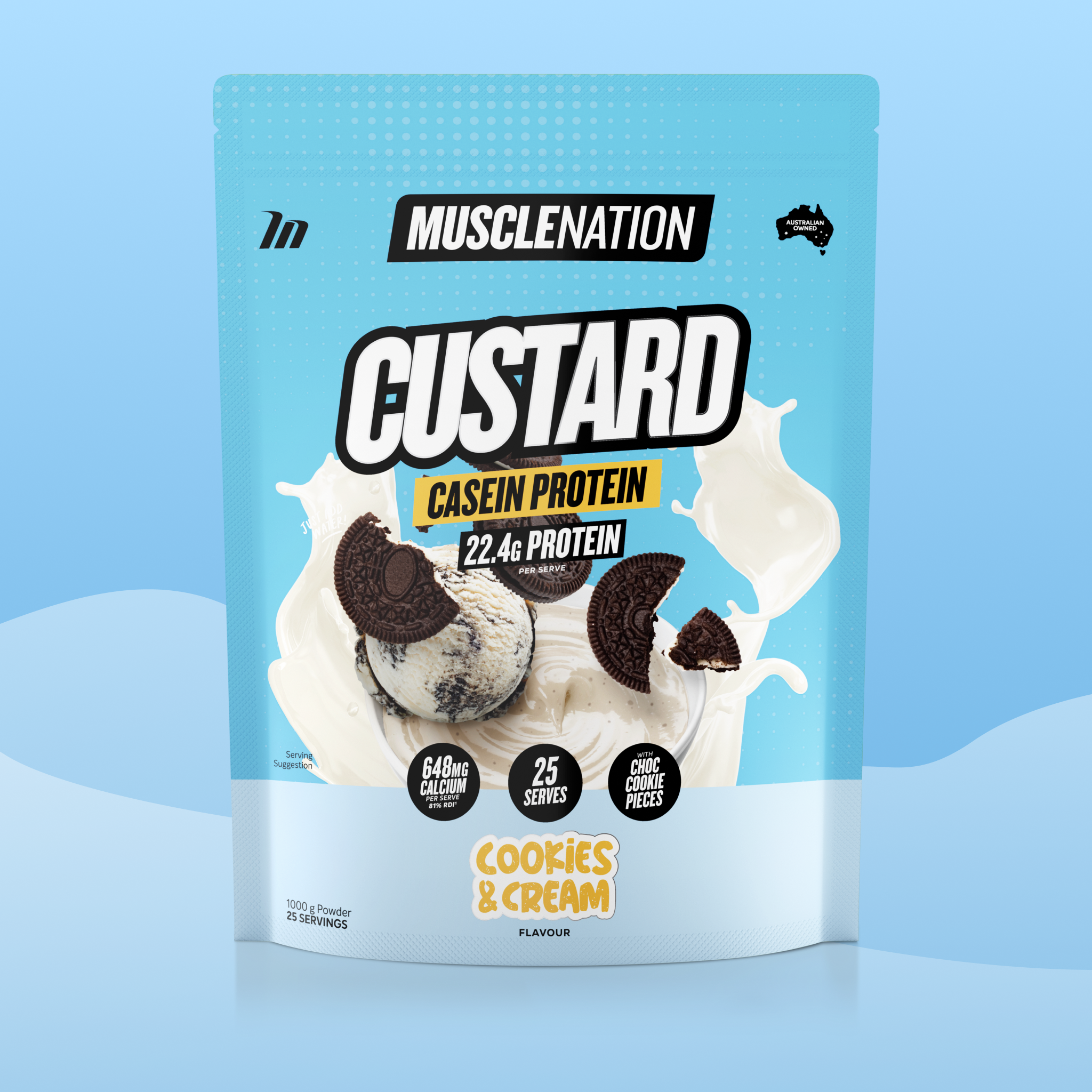 CUSTARD Casein Protein - Cookies & Cream - 25 serves-Custard Casein Powder-MNSUPPS0061-9359054001374-1-Muscle Nation