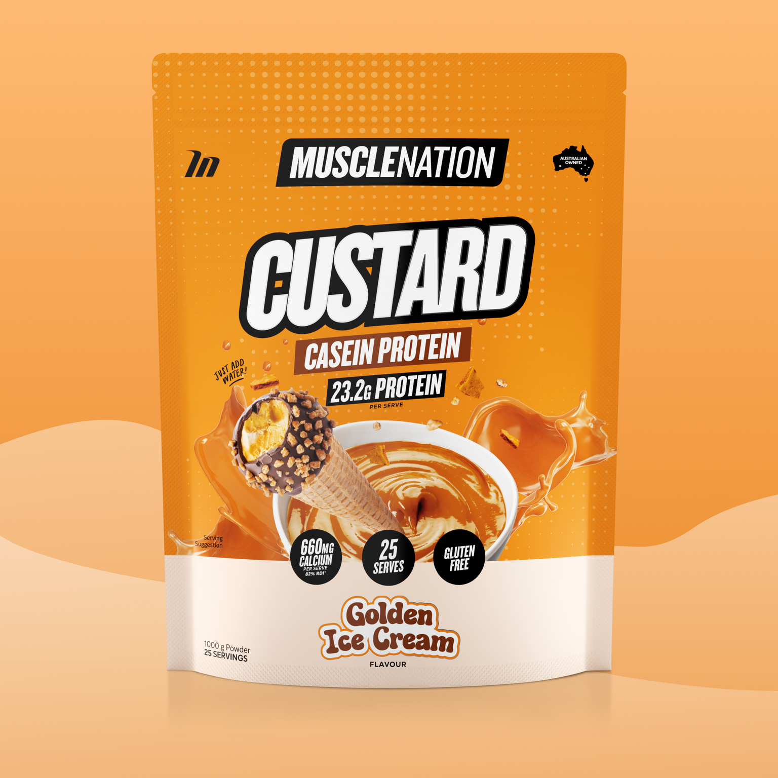 CUSTARD Casein Protein - Golden Ice Cream - 25 serves-Custard Casein Powder-MNSUPPS0070-9359054001398-1-Muscle Nation