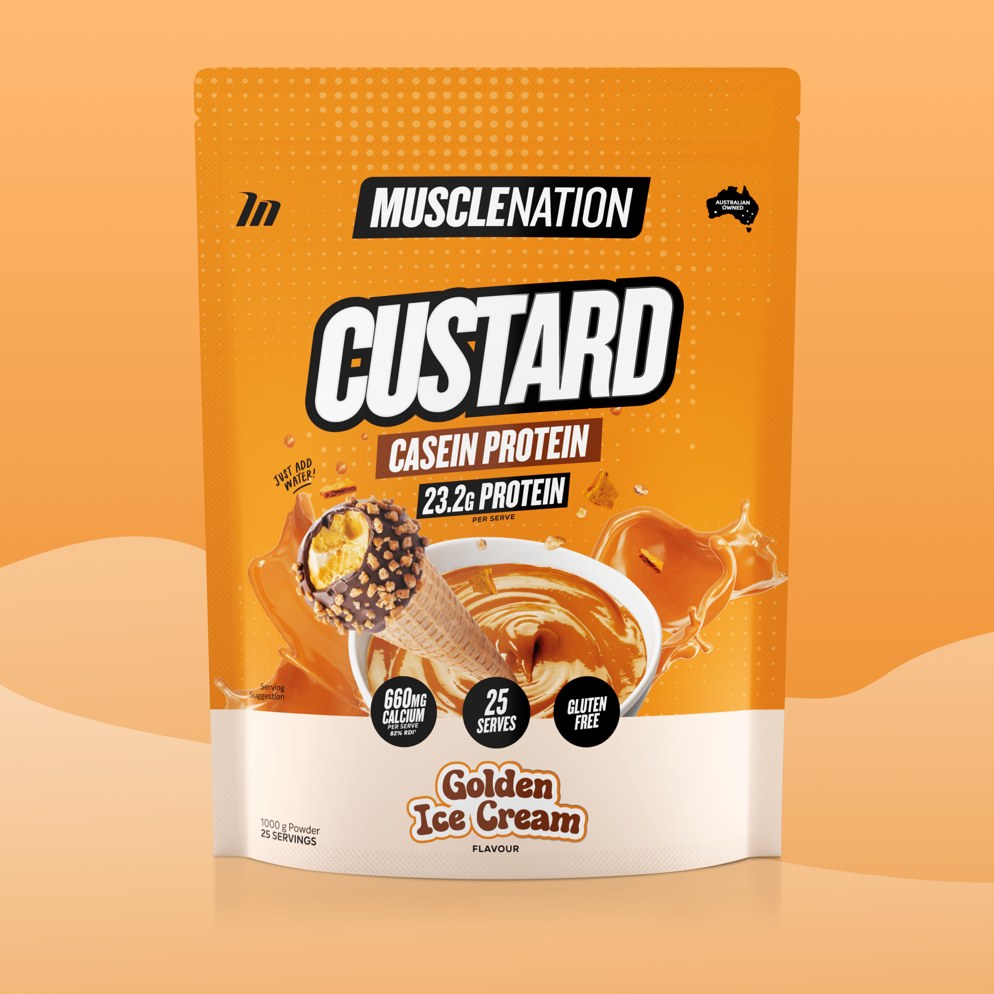 CUSTARD Casein Protein - Golden Ice Cream - 25 serves-Custard Casein Powder-MNSUPPS0070-9359054001398-1-Muscle Nation