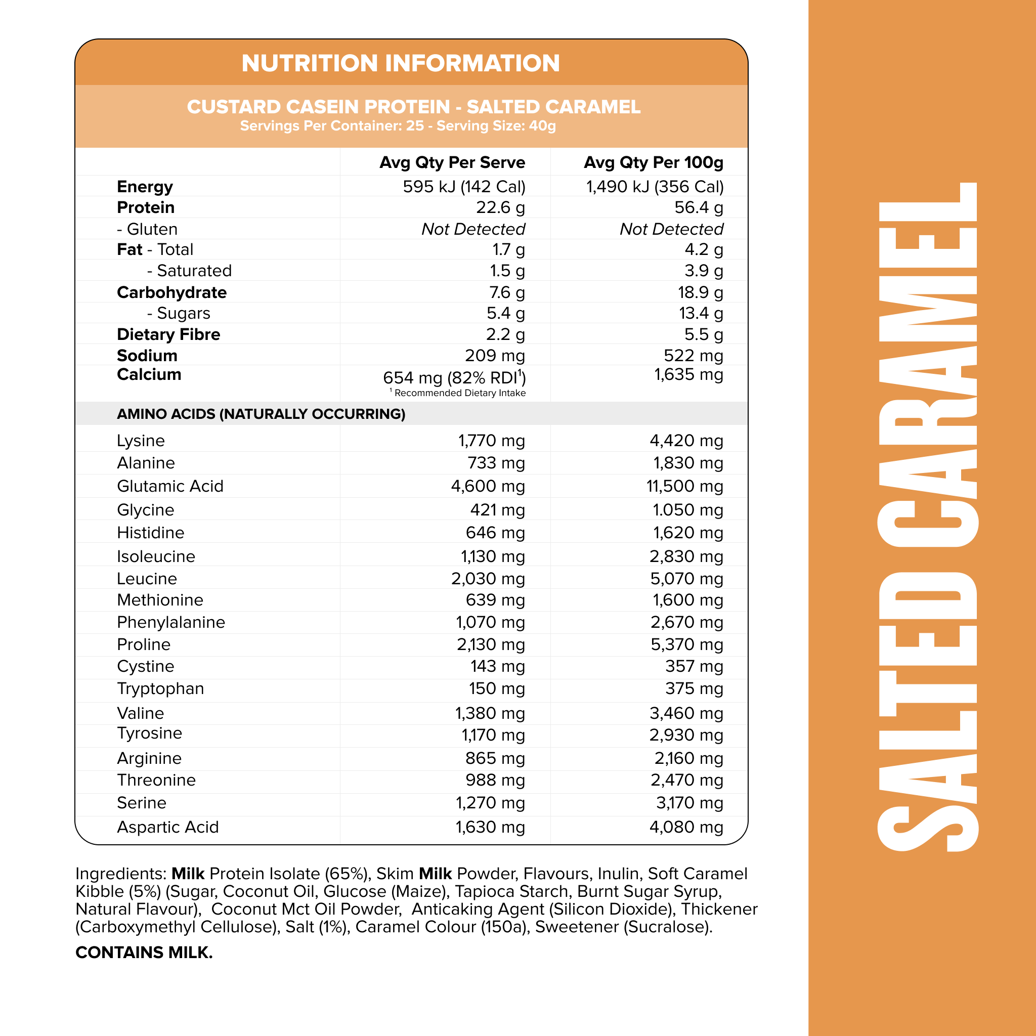 CUSTARD Casein Protein - Salted Caramel - 25 serves-Custard Casein Powder-MNSUPPS0149-9359054001411-2-Muscle Nation