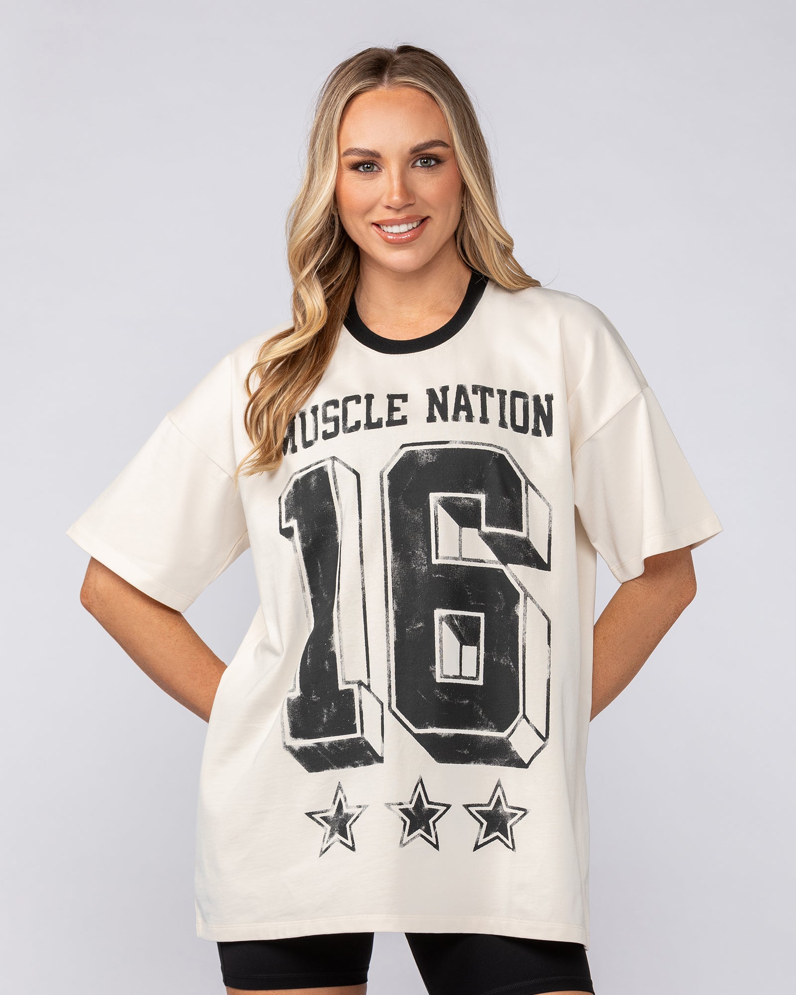 Numero Oversized Tee - Travertine-T-Shirts-XXS-082511TRAV-XXS-MNAPPRL43482-2-Muscle Nation