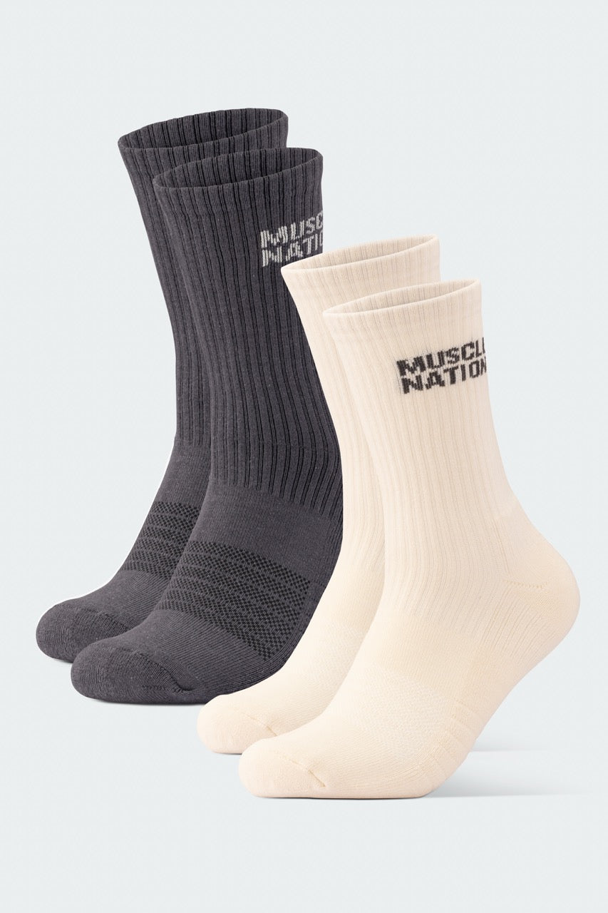 Mens Essential Crew Socks (2x Pack) - Charcoal / Dew-Socks-Charcoal / Dew-AC092311CHARCDEW-ONE-MNAPPRL26521-1-Muscle Nation