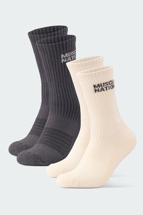 Mens Essential Crew Socks (2x Pack) - Charcoal / Dew-Socks-Charcoal / Dew-AC092311CHARCDEW-ONE-MNAPPRL26521-1-Muscle Nation