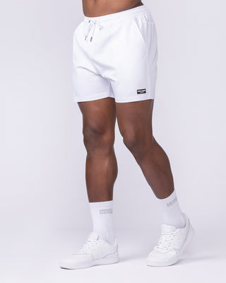 Daily 4" Shorts - White-Shorts-S-1125164WHT-S-MNAPPRL46976-1-Muscle Nation