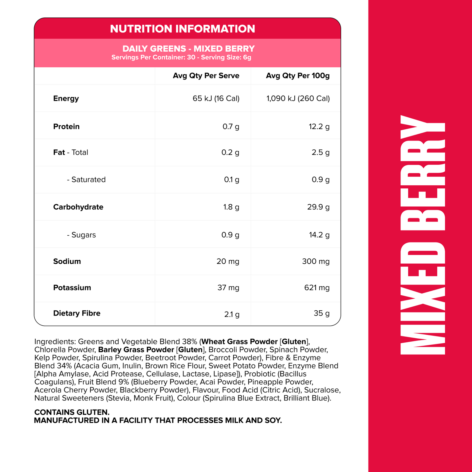 DAILY GREENS - Mixed Berry - 30 serves-Greens & Wellness-MNSUPPS0265-9359054000483-2-Muscle Nation