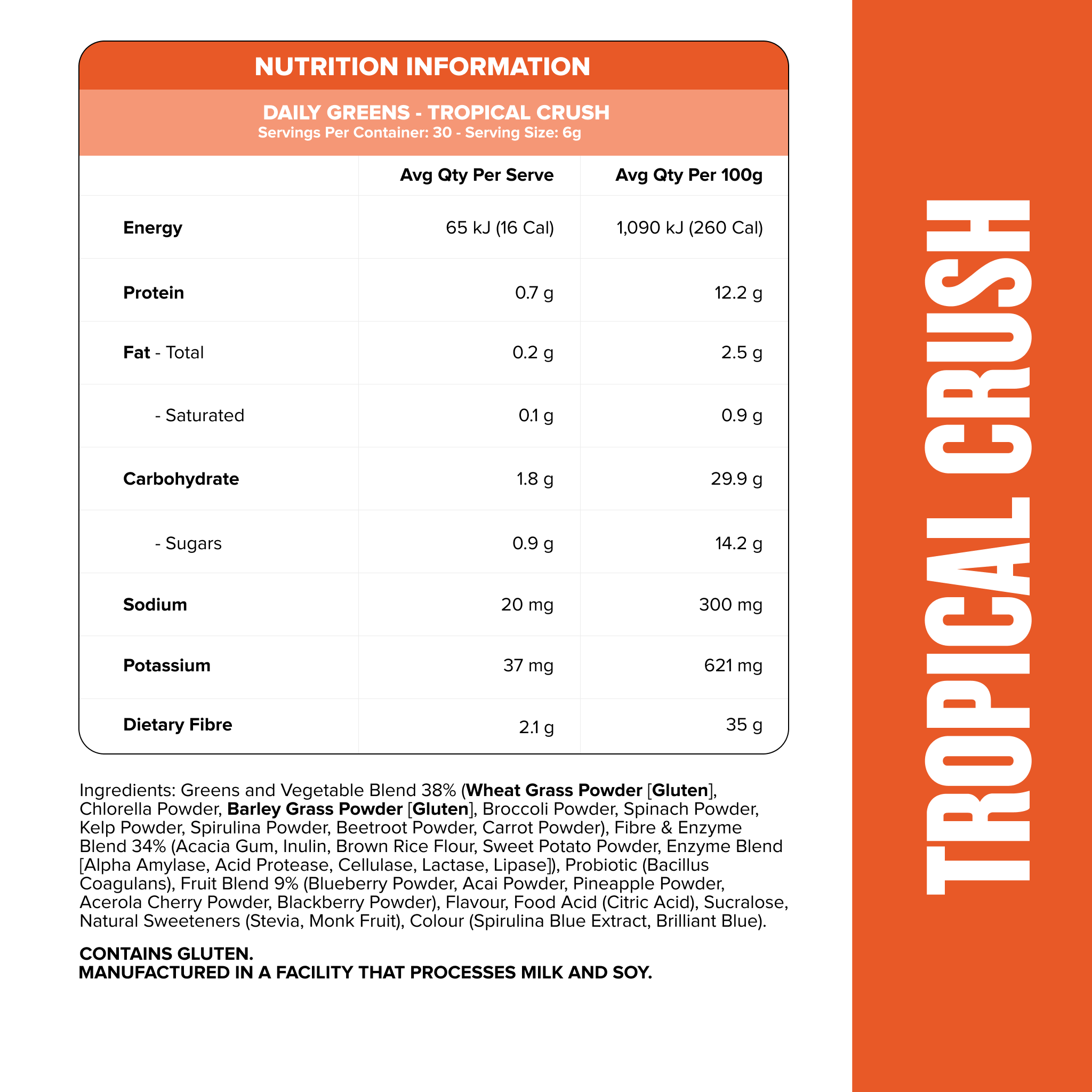 DAILY GREENS - Tropical Crush - 30 serves-Greens & Wellness-MNSUPPS0319-9359054001442-2-Muscle Nation