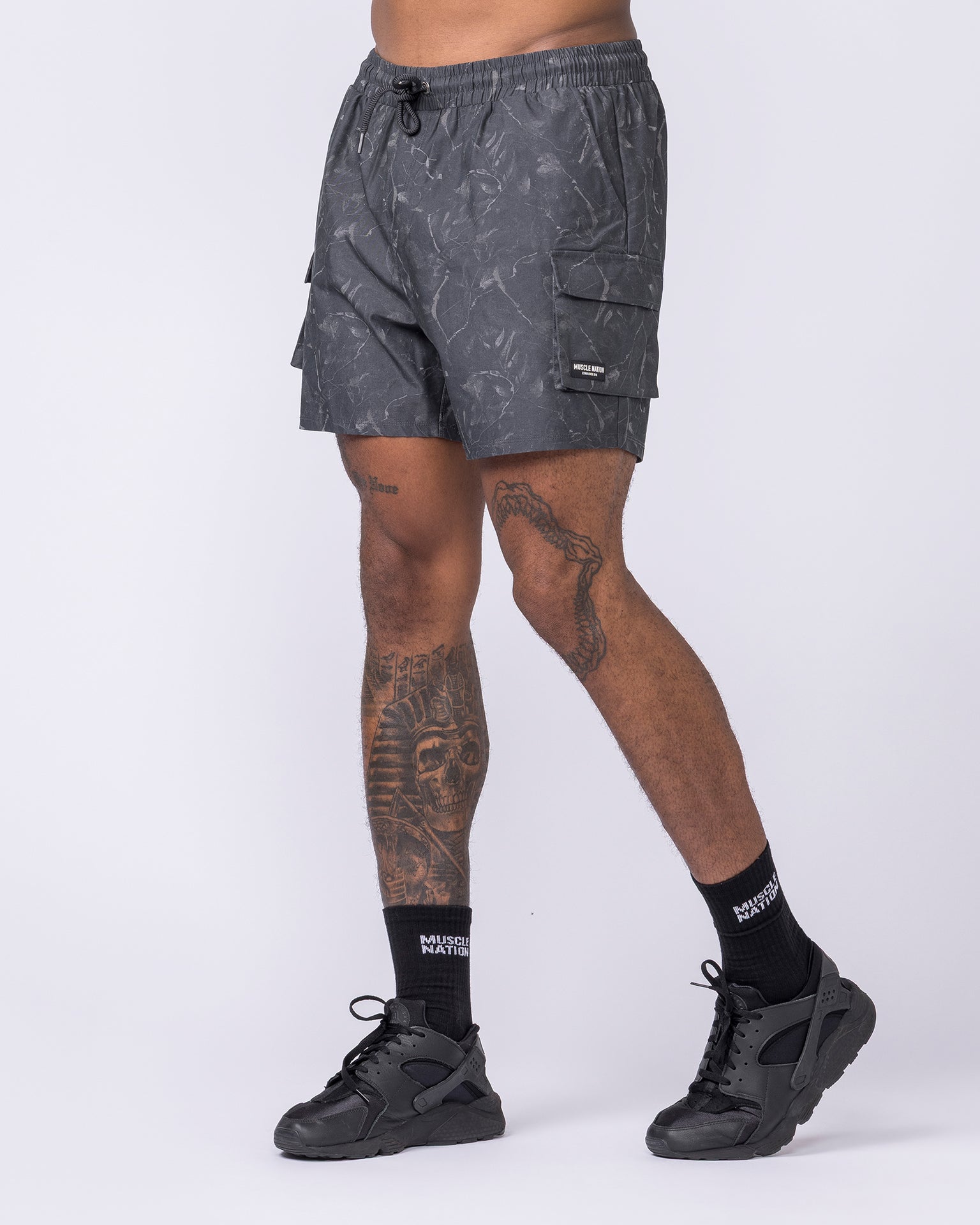 Daily Cargo 5" Shorts - Washed Tree Camo Monochrome-Shorts-S-122506WTCMOM-S-MNAPPRL48041-4-Muscle Nation