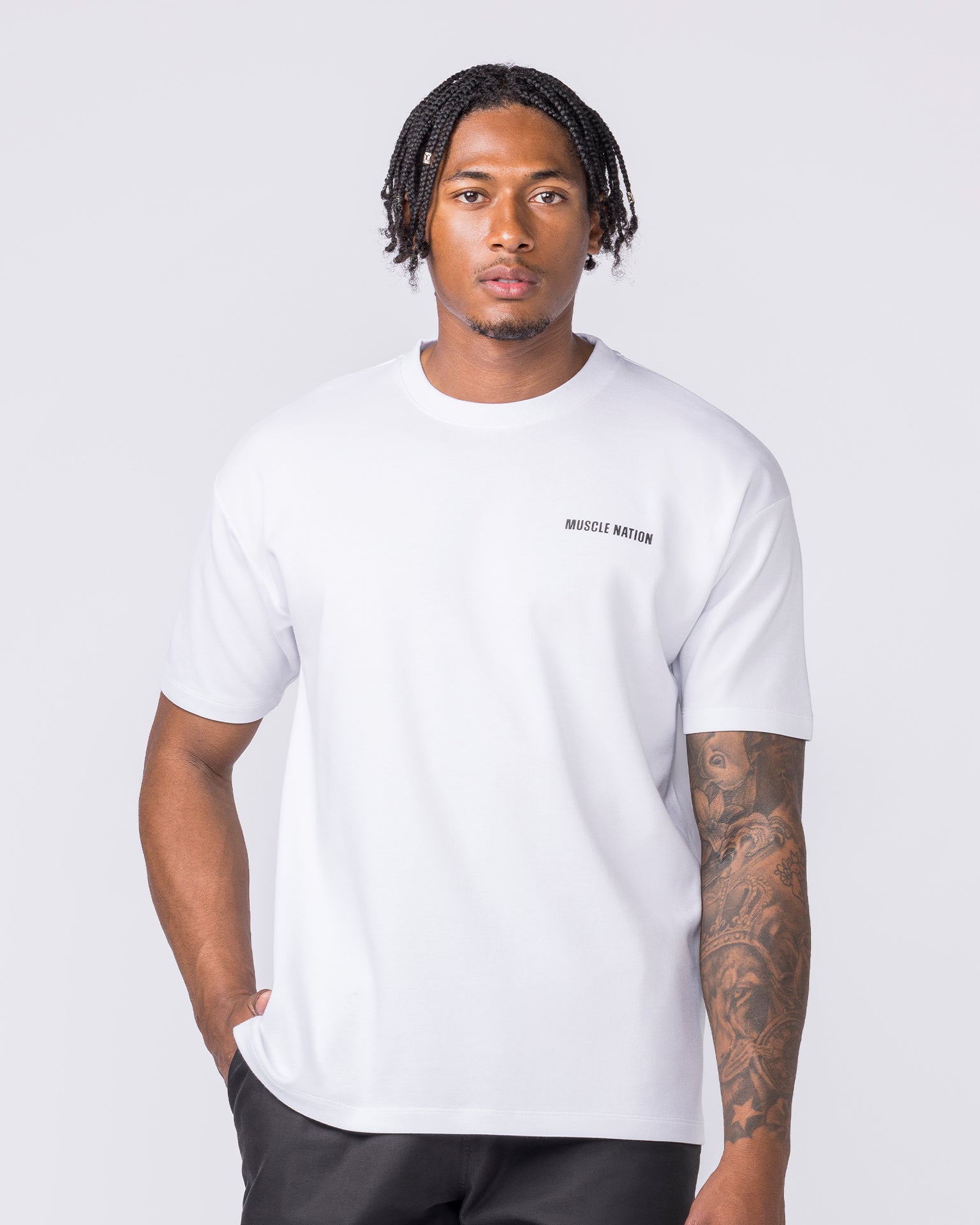 Daily Regular Fit Tee - White-T-Shirts-S-012612WHT-S-MNAPPRL48195-3-Muscle Nation