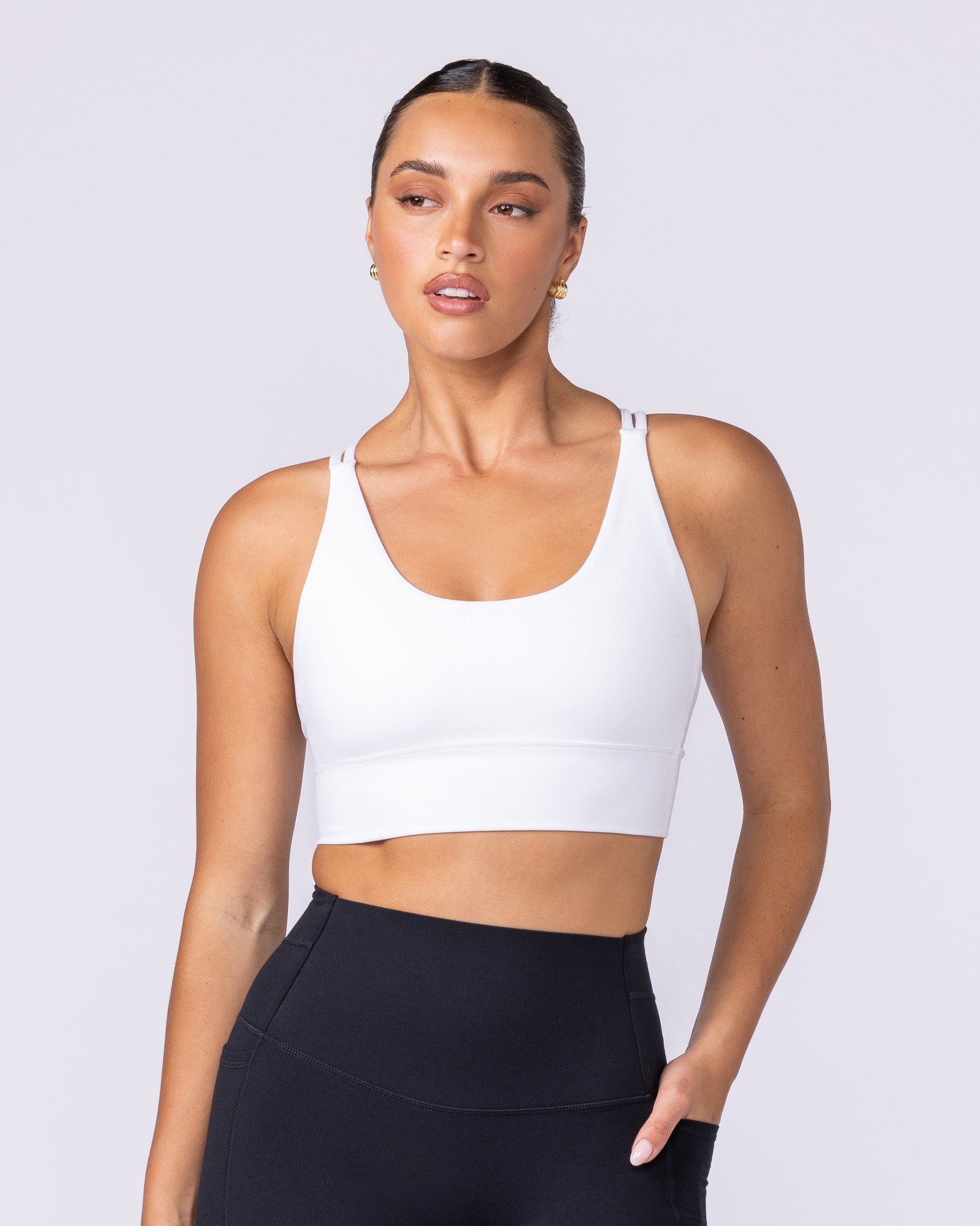 Dash Longline Bra - White-Sports Bras-XXS-1125104WHT-XXS-MNAPPRL44614-1-Muscle Nation