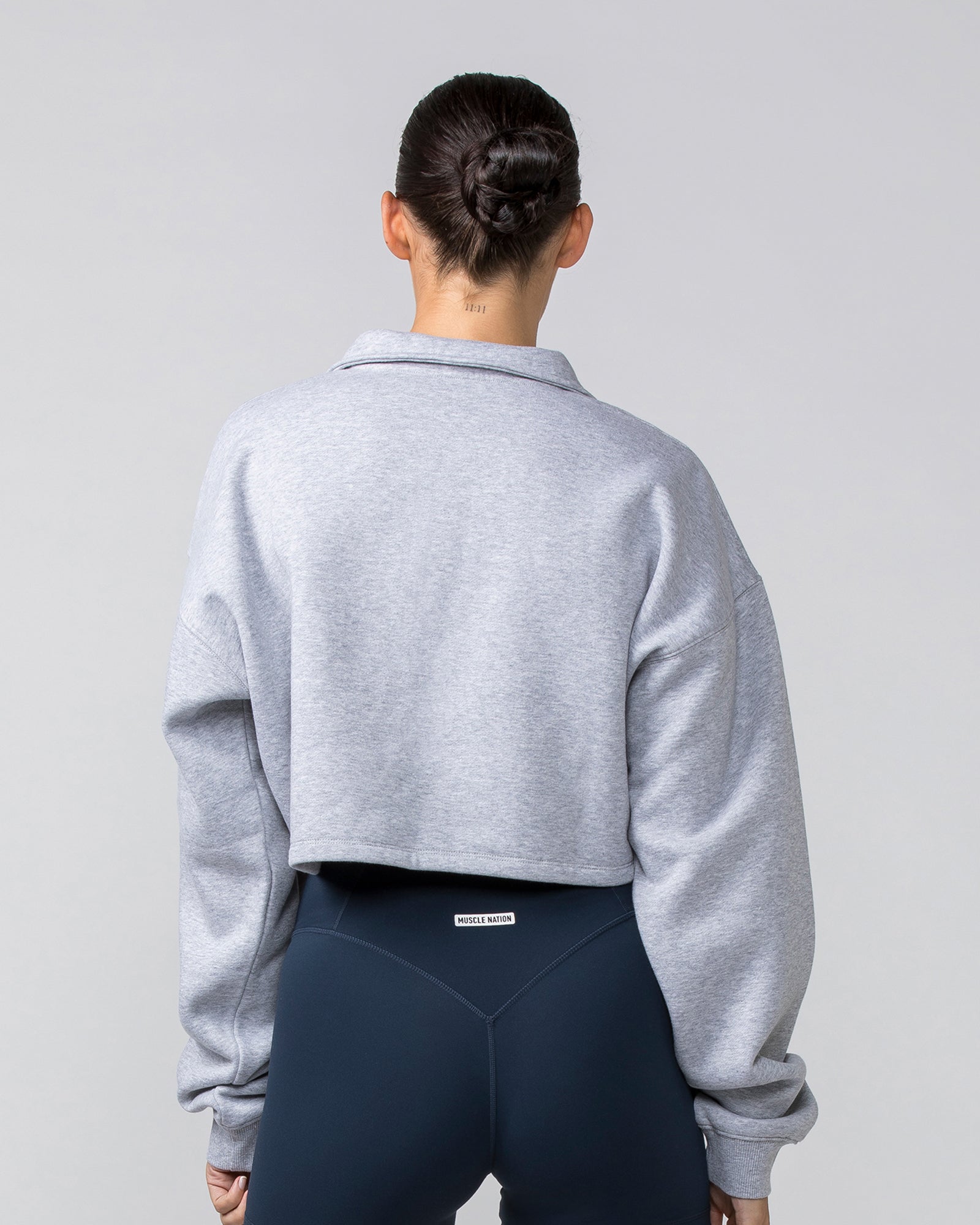 Cropped Quarter Zip - Light Grey Marl-Jumpers & Hoodies-XXS-042413LTGRYMRL-XXS-MNAPPRL30516-5-Muscle Nation