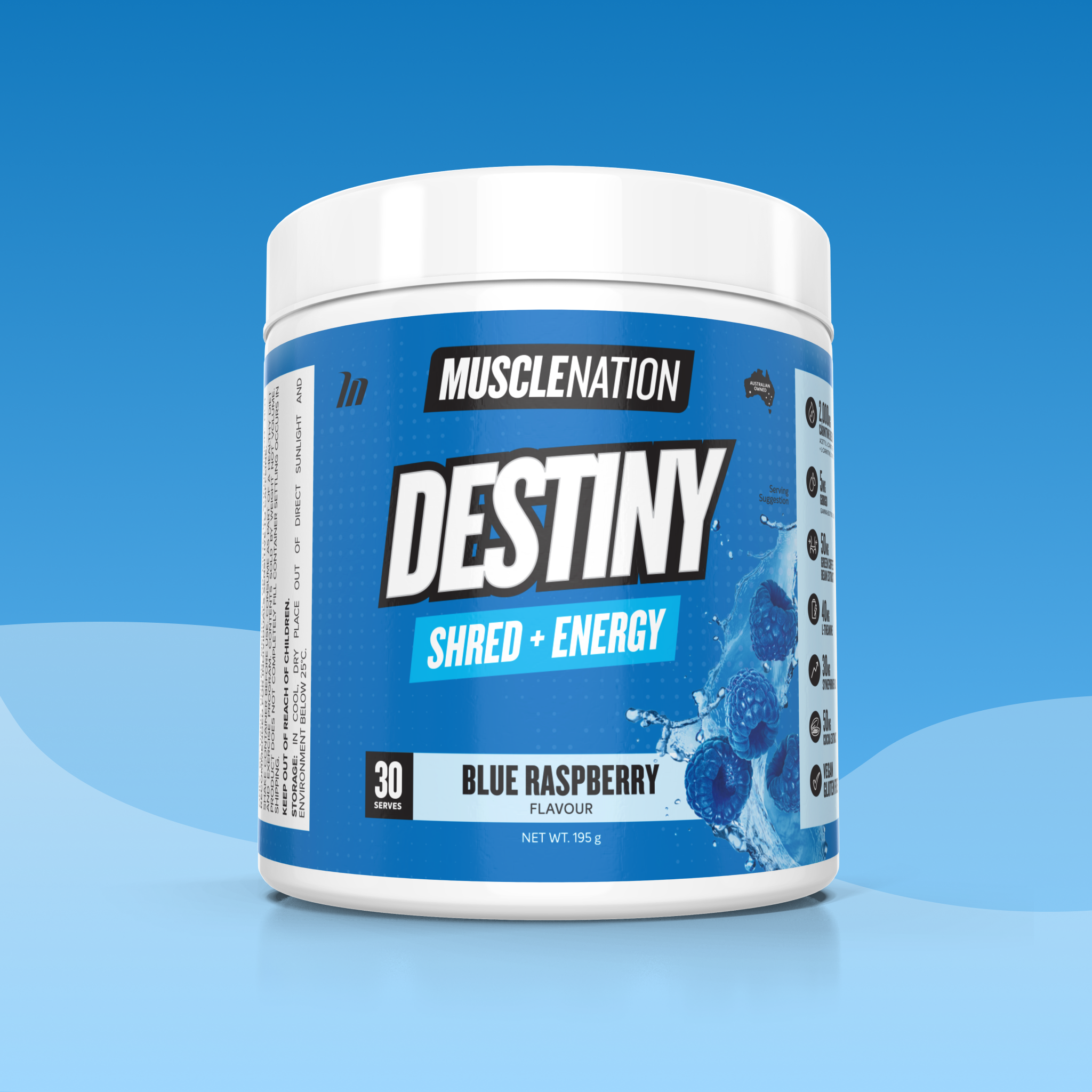 DESTINY Pre-Workout Burn - Blue Raspberry - 30 serves-Fat Burner-MNSUPPS0388-9359054002852-1-Muscle Nation