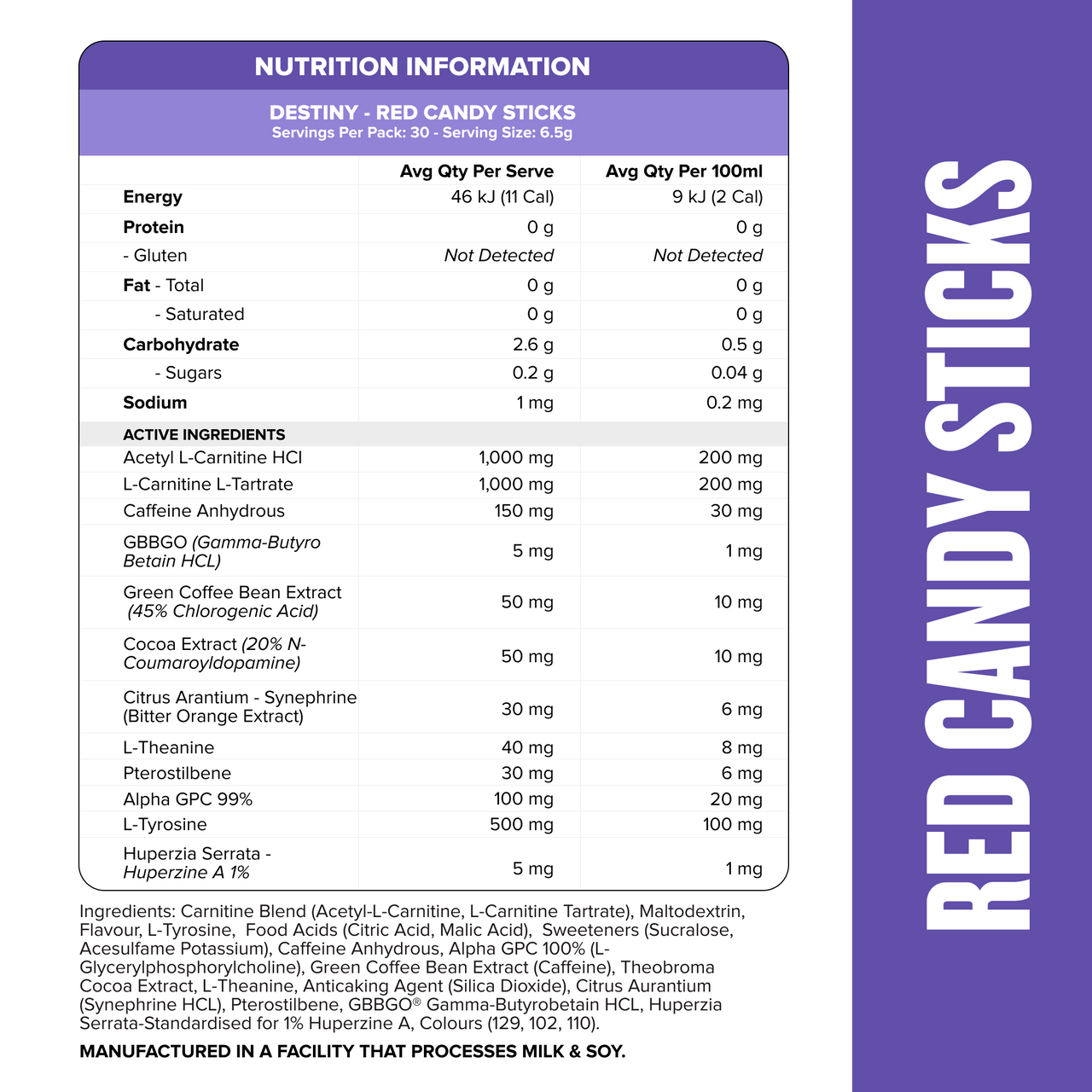 DESTINY Pre-Workout Burn Red Candy Sticks - Muscle Nation pre-workout fat burner, view 2