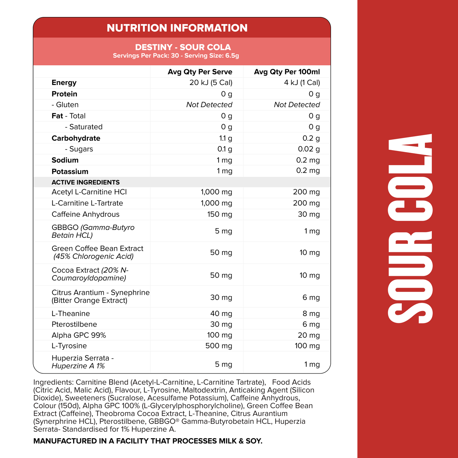 DESTINY Pre-Workout Burn - Sour Cola - 30 serves-Fat Burner-MNSUPPS0389-9359054002876-2-Muscle Nation